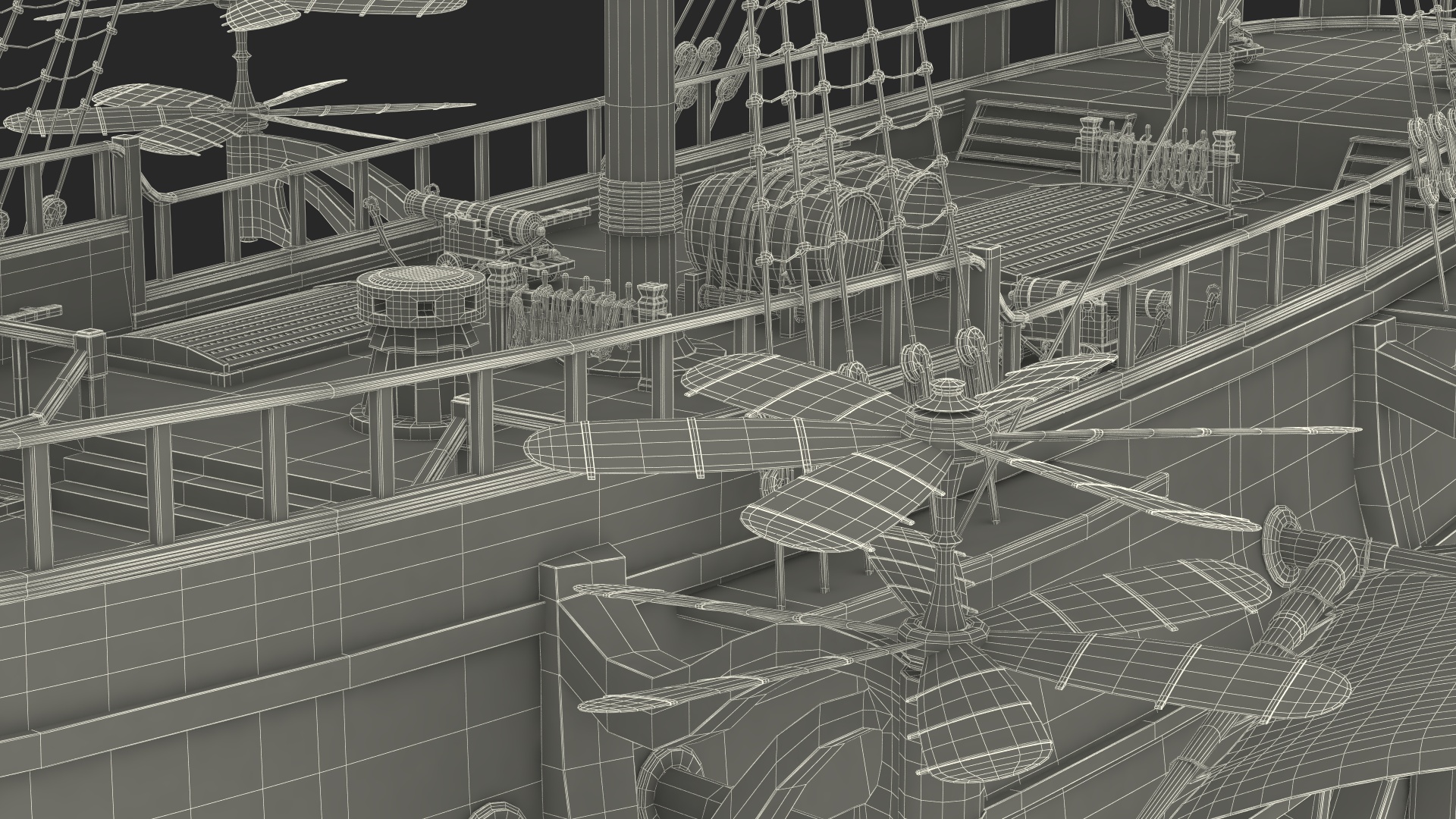 Fantasy Flying Sailing Ship Rigged 3D model