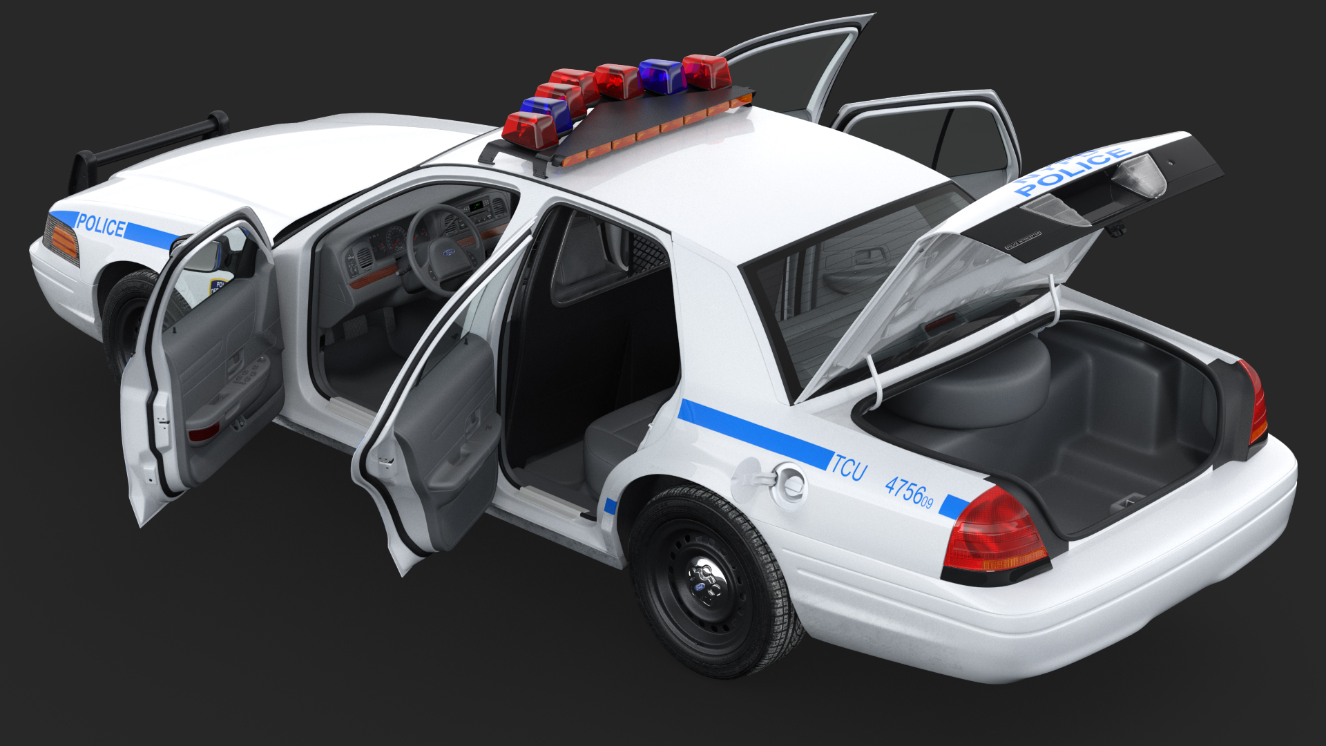 Ford Crown Victoria Police Car NYPD Rigged 3D