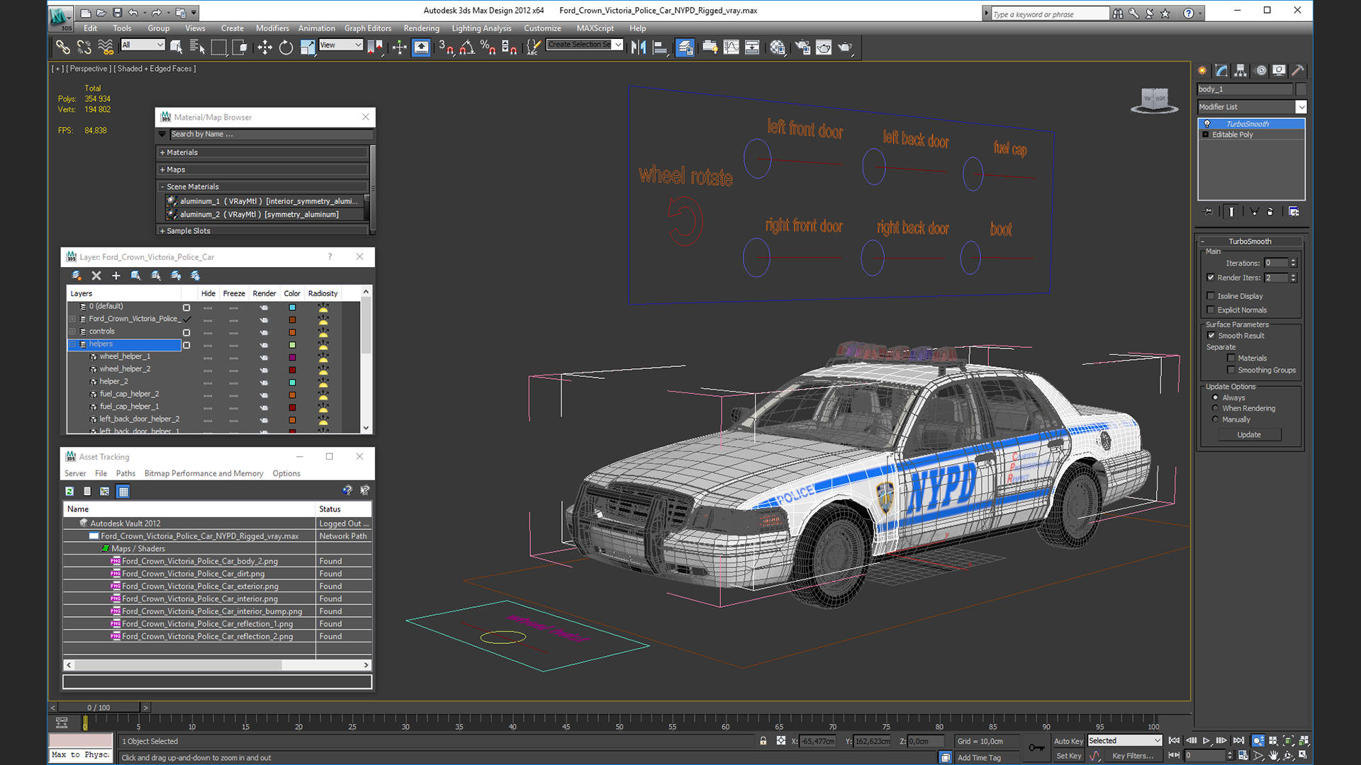 Ford Crown Victoria Police Car NYPD Rigged 3D
