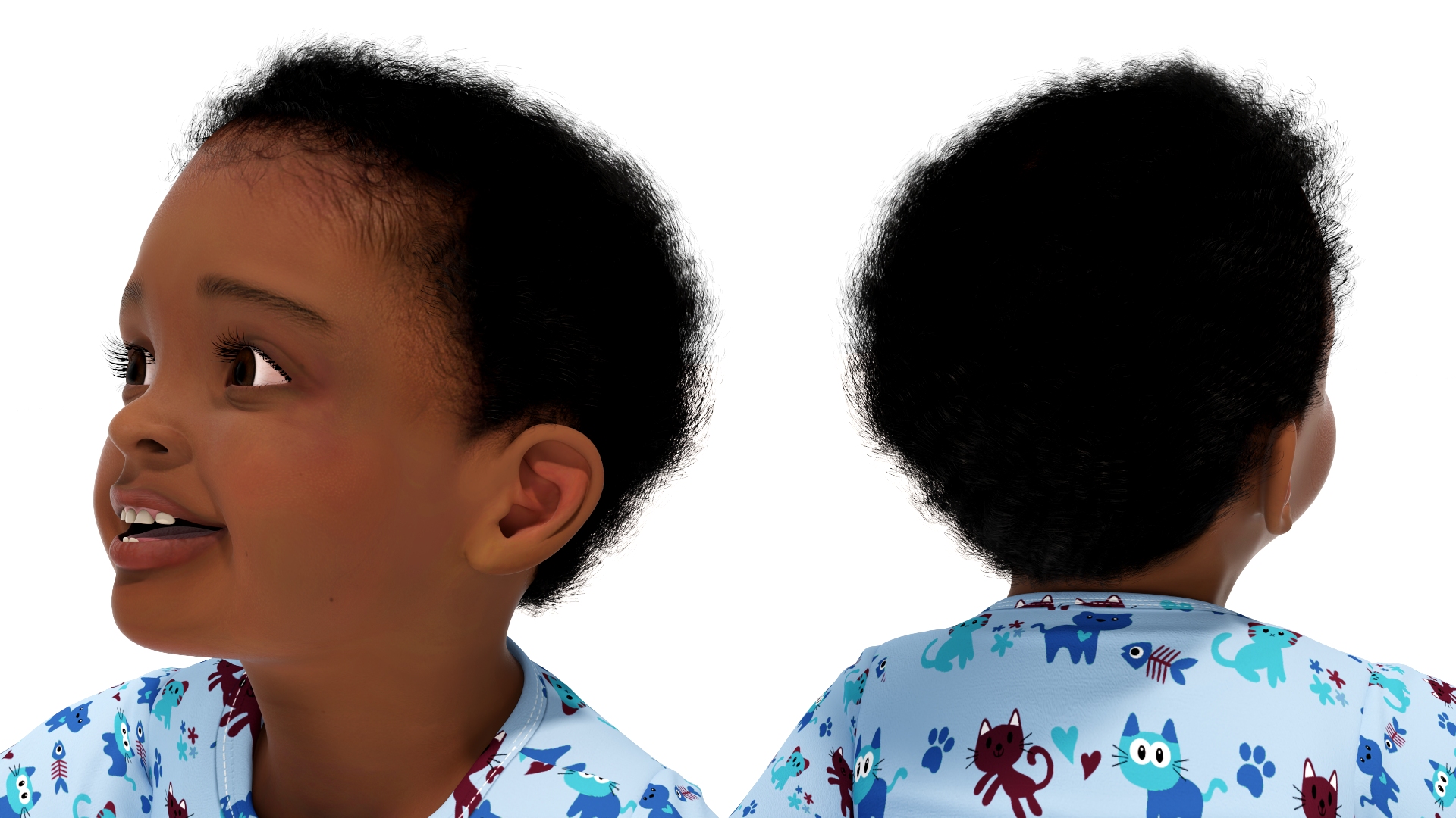 African Baby Boy Light Skin in Full Bodysuit Sitting 3D