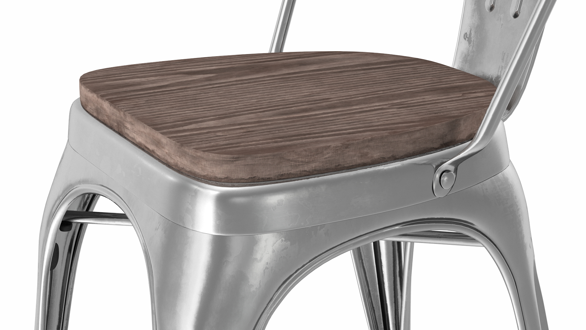 Iron Stackable Chair Wooden Seat 3D