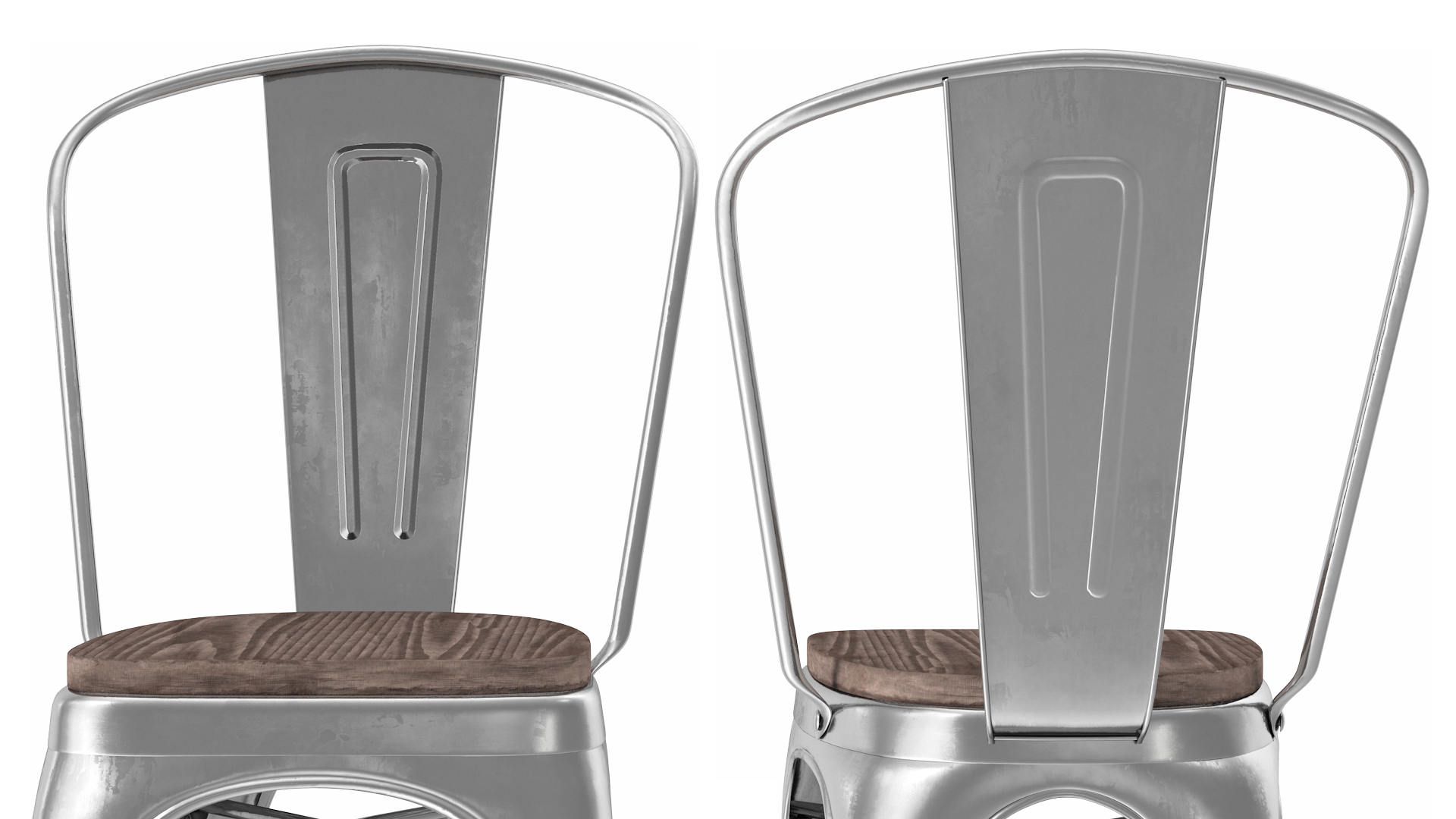 Iron Stackable Chair Wooden Seat 3D