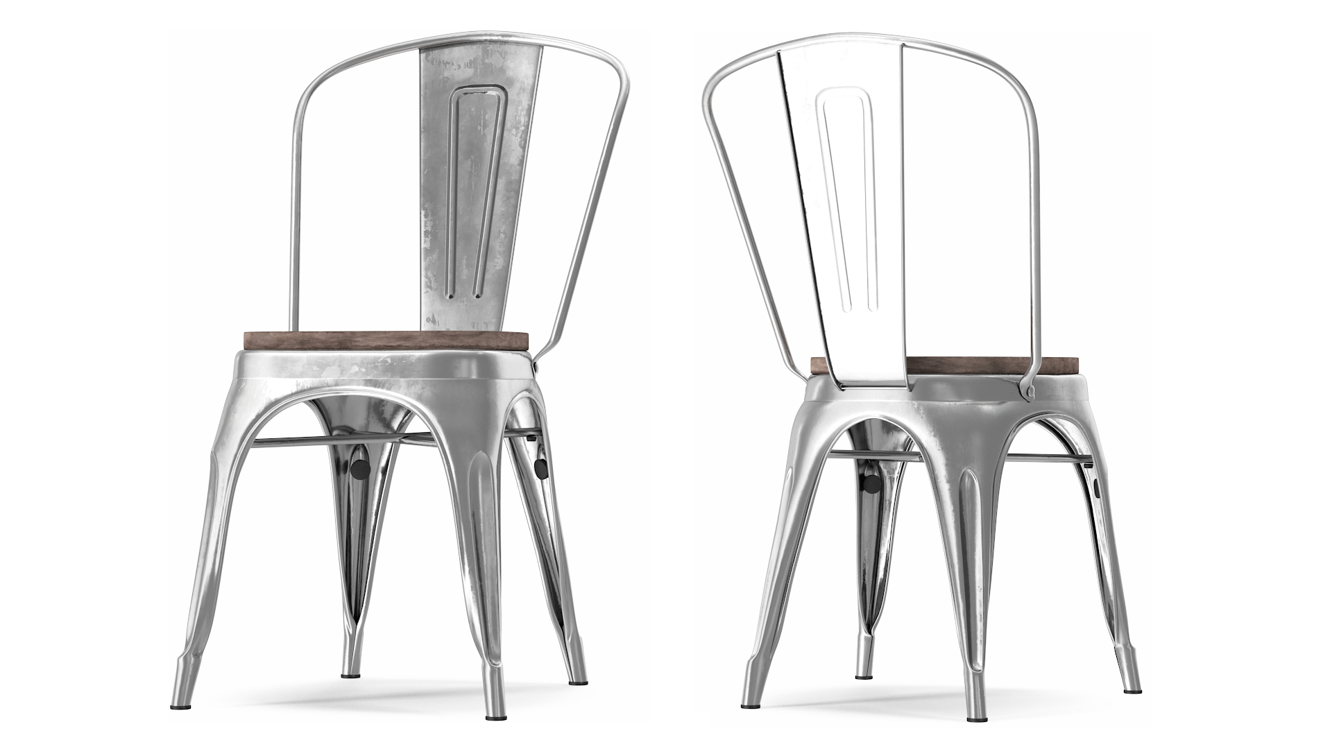 Iron Stackable Chair Wooden Seat 3D