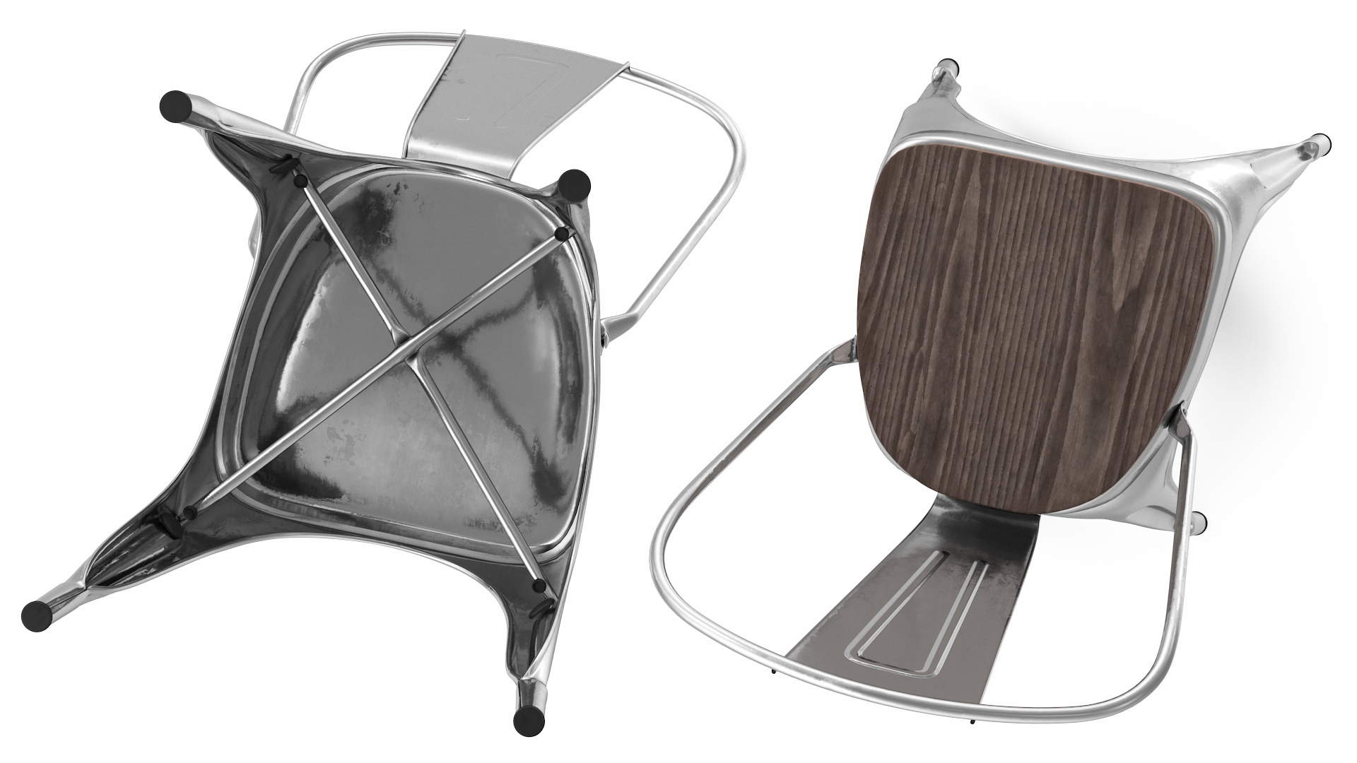 Iron Stackable Chair Wooden Seat 3D