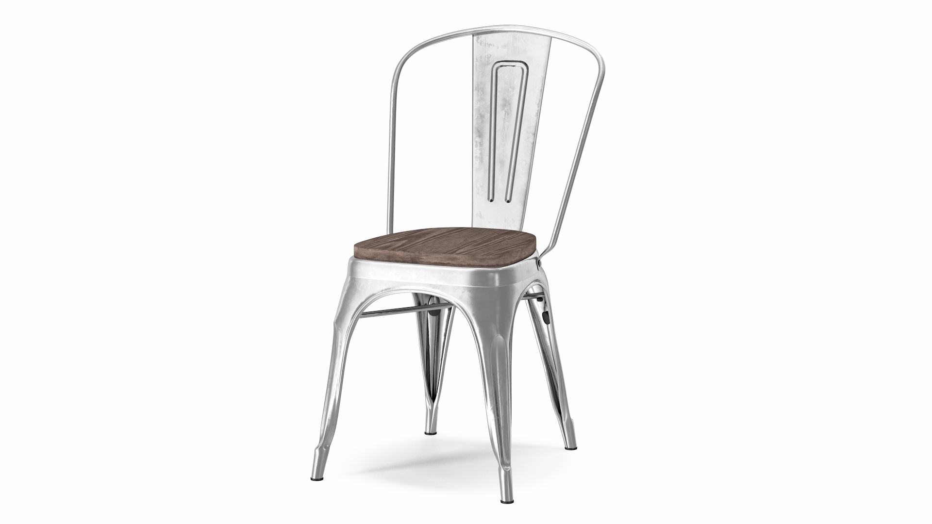 Iron Stackable Chair Wooden Seat 3D