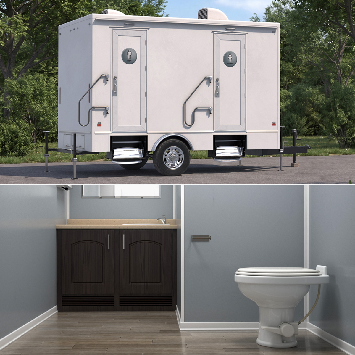 Mobile Toilet Trailer Dual Stall