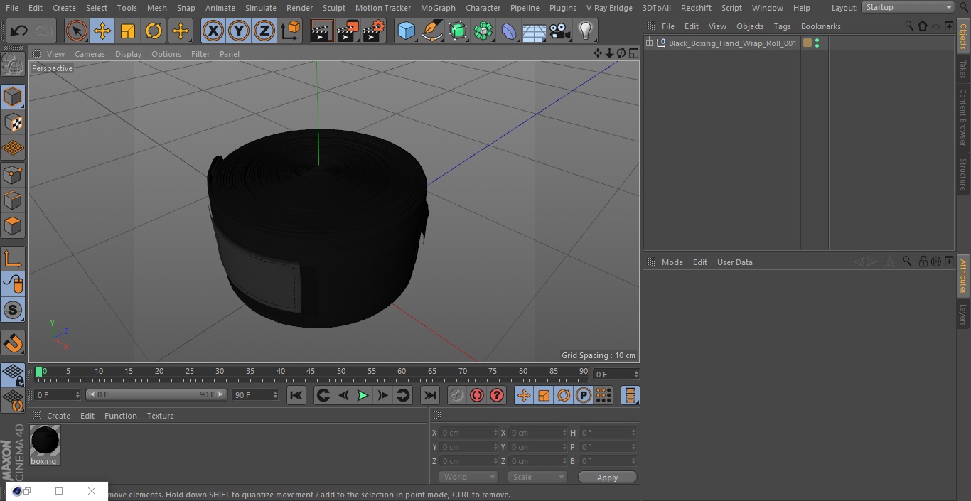 Black Boxing Hand Wrap Roll 3D
