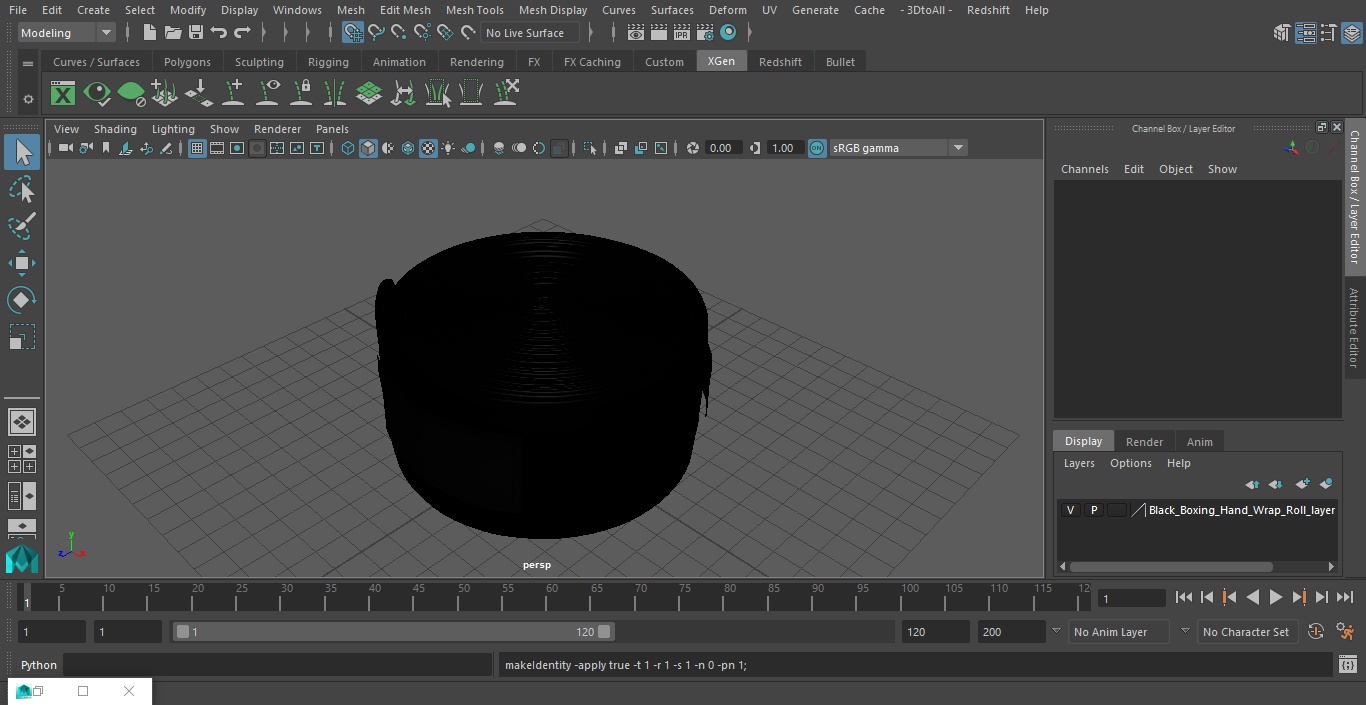 Black Boxing Hand Wrap Roll 3D