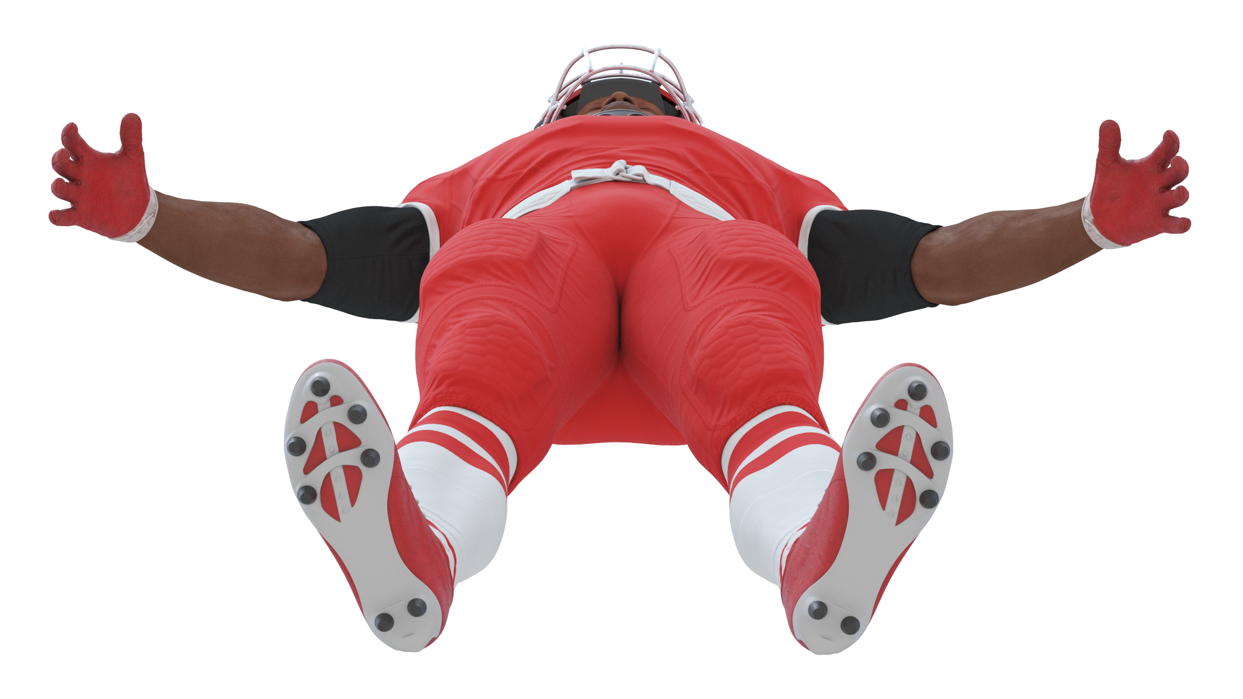 3D Red Uniform Black Man Football Player Rigged for Maya model