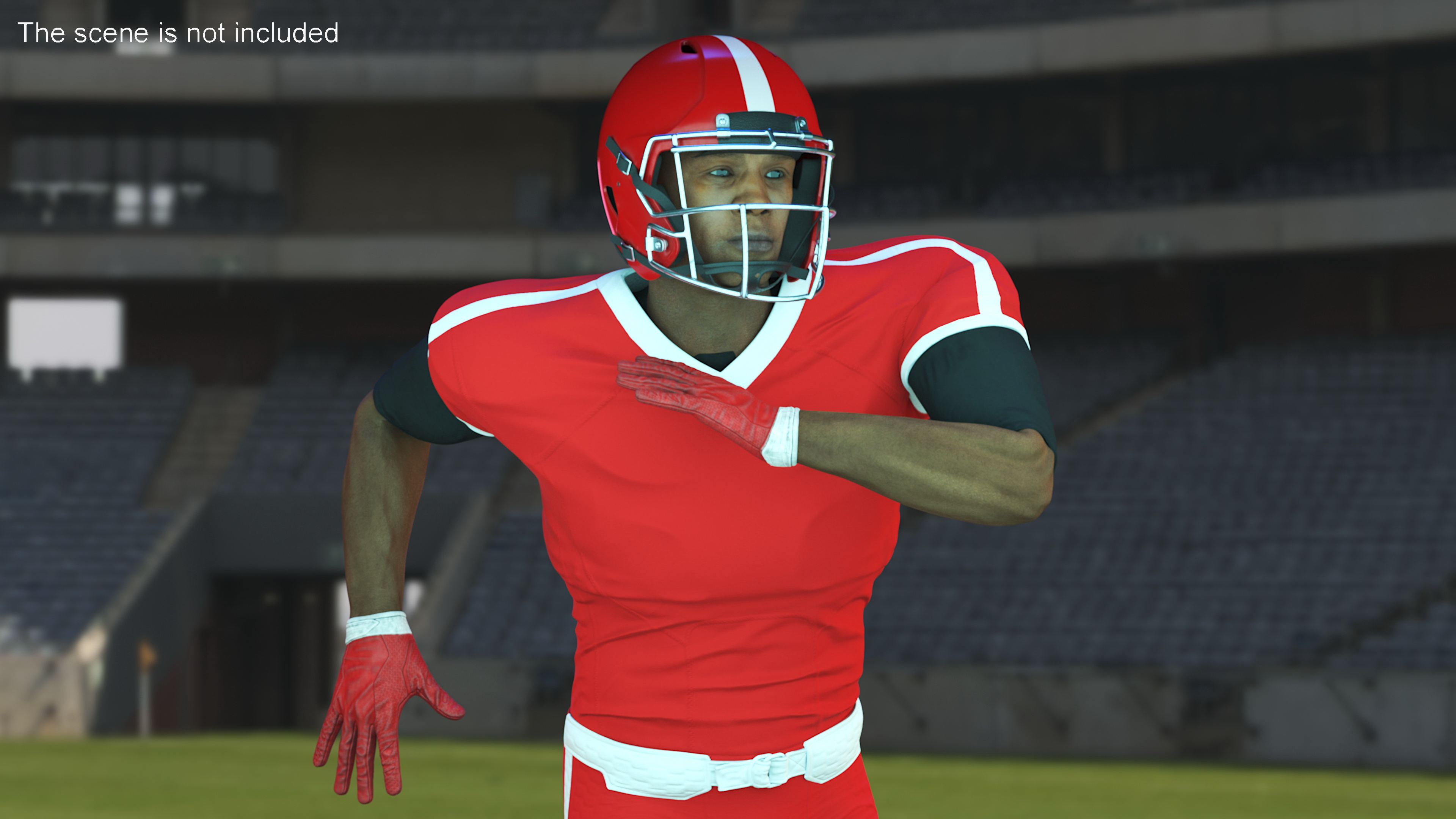 3D Red Uniform Black Man Football Player Rigged for Maya model