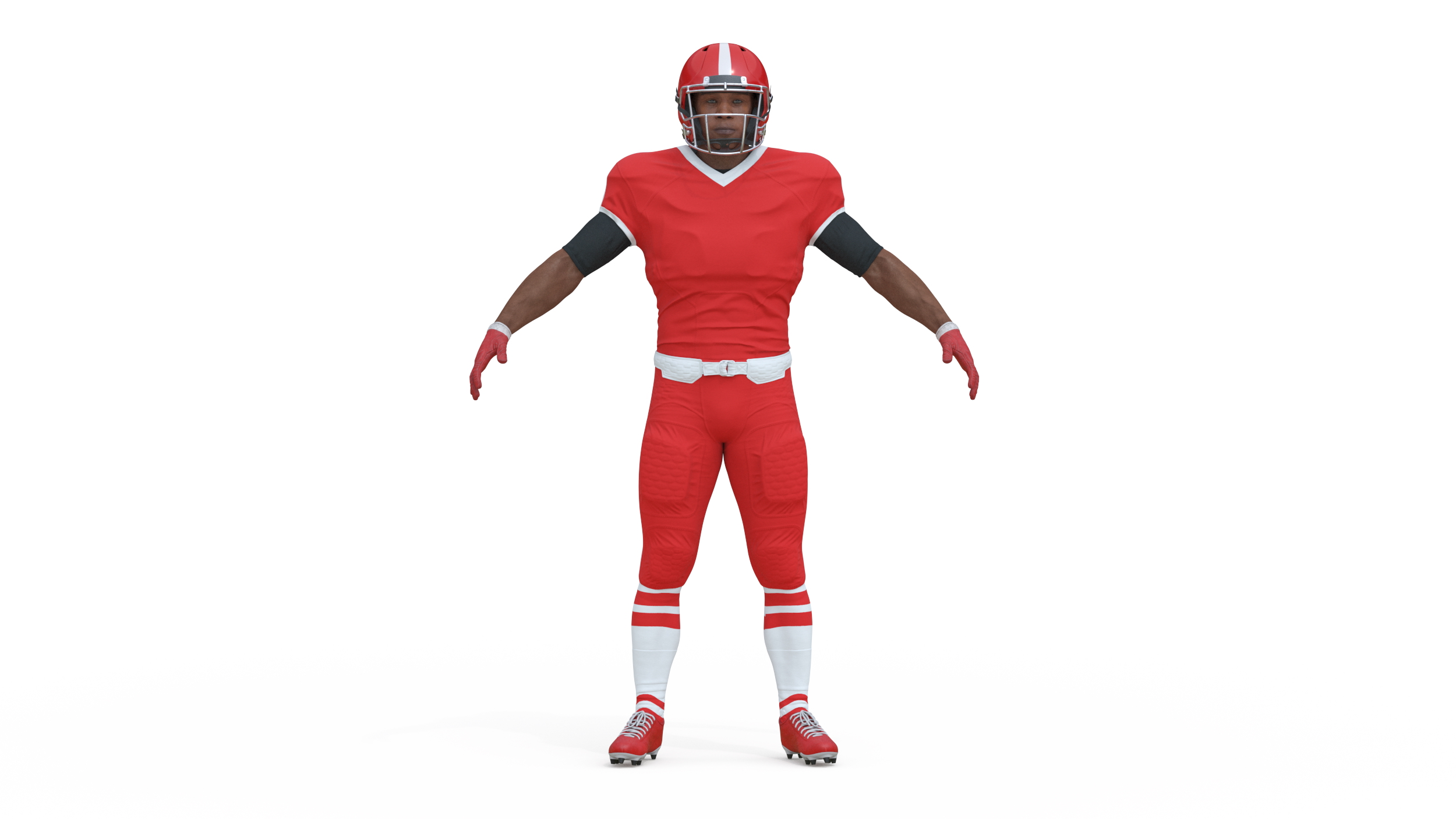 3D Red Uniform Black Man Football Player Rigged for Maya model