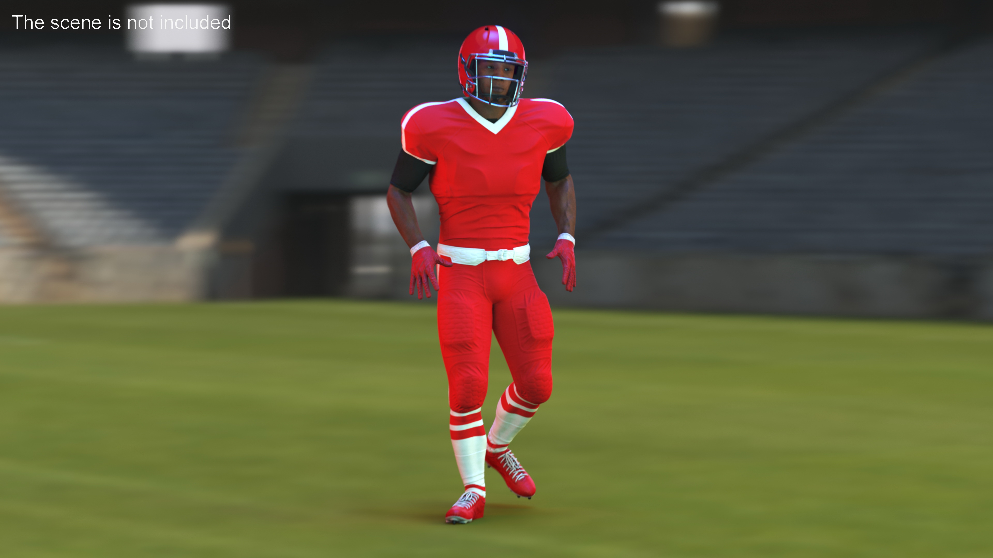 3D Red Uniform Black Man Football Player Rigged for Maya model