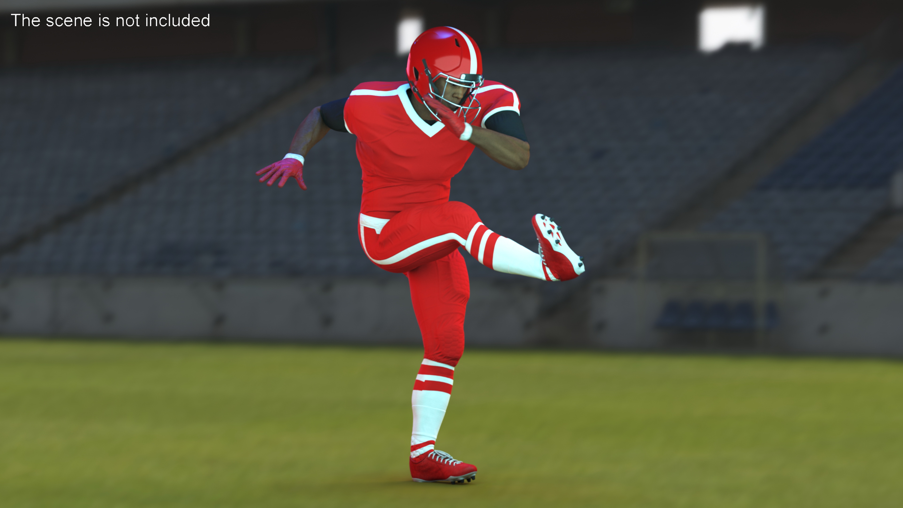 3D Red Uniform Black Man Football Player Rigged for Maya model