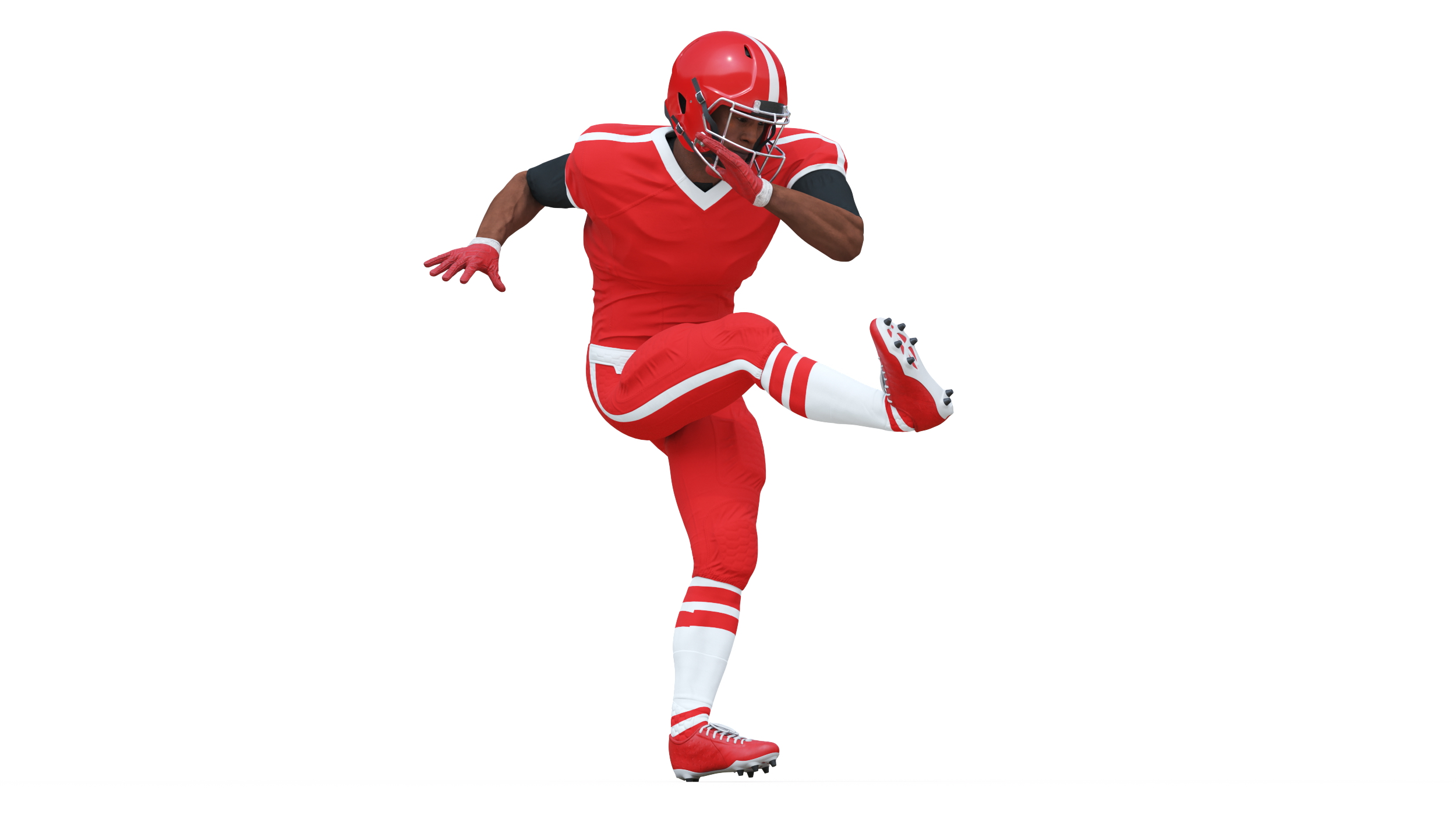 3D Red Uniform Black Man Football Player Rigged for Maya model
