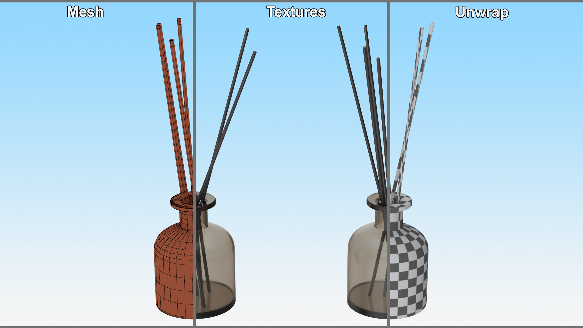 3D Aroma Reed Diffuser Bottle with Sticks model