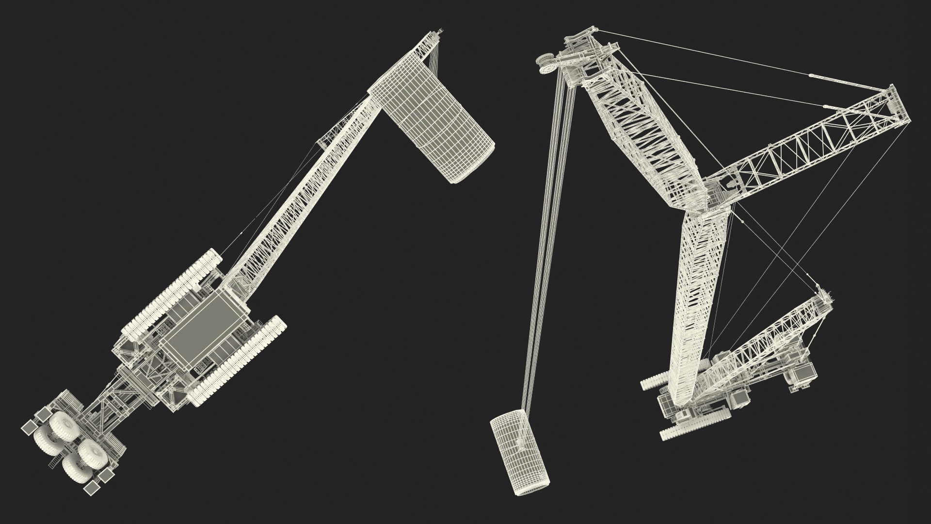 3D Tracked Crane with Reinforced Concrete Pipe model
