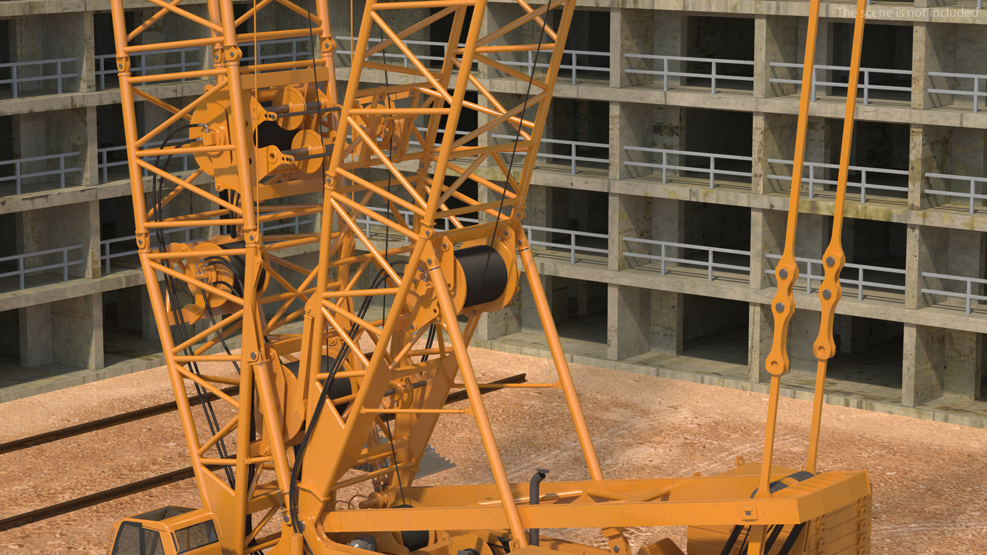 3D Tracked Crane with Reinforced Concrete Pipe model