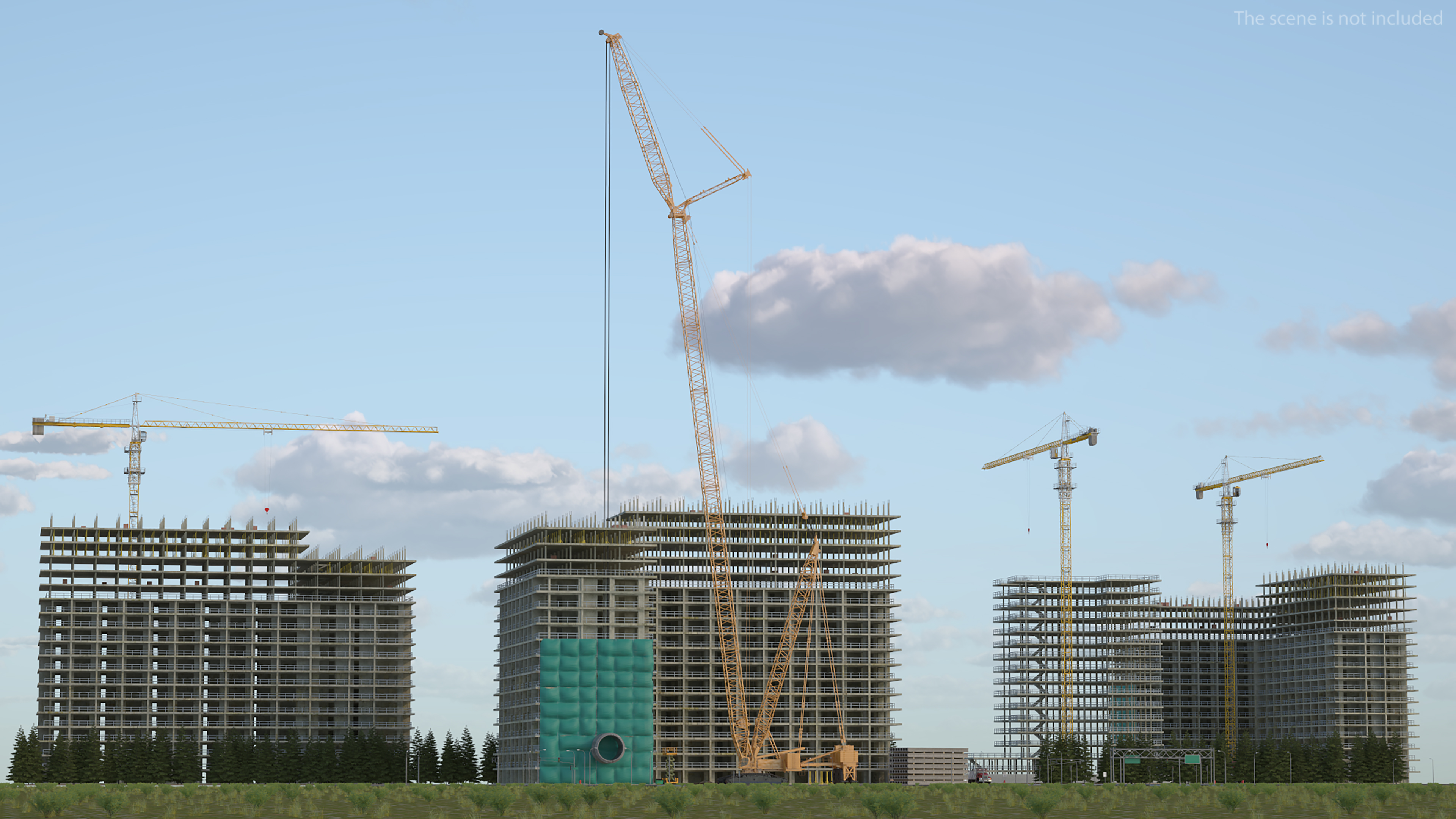 3D Tracked Crane with Reinforced Concrete Pipe model