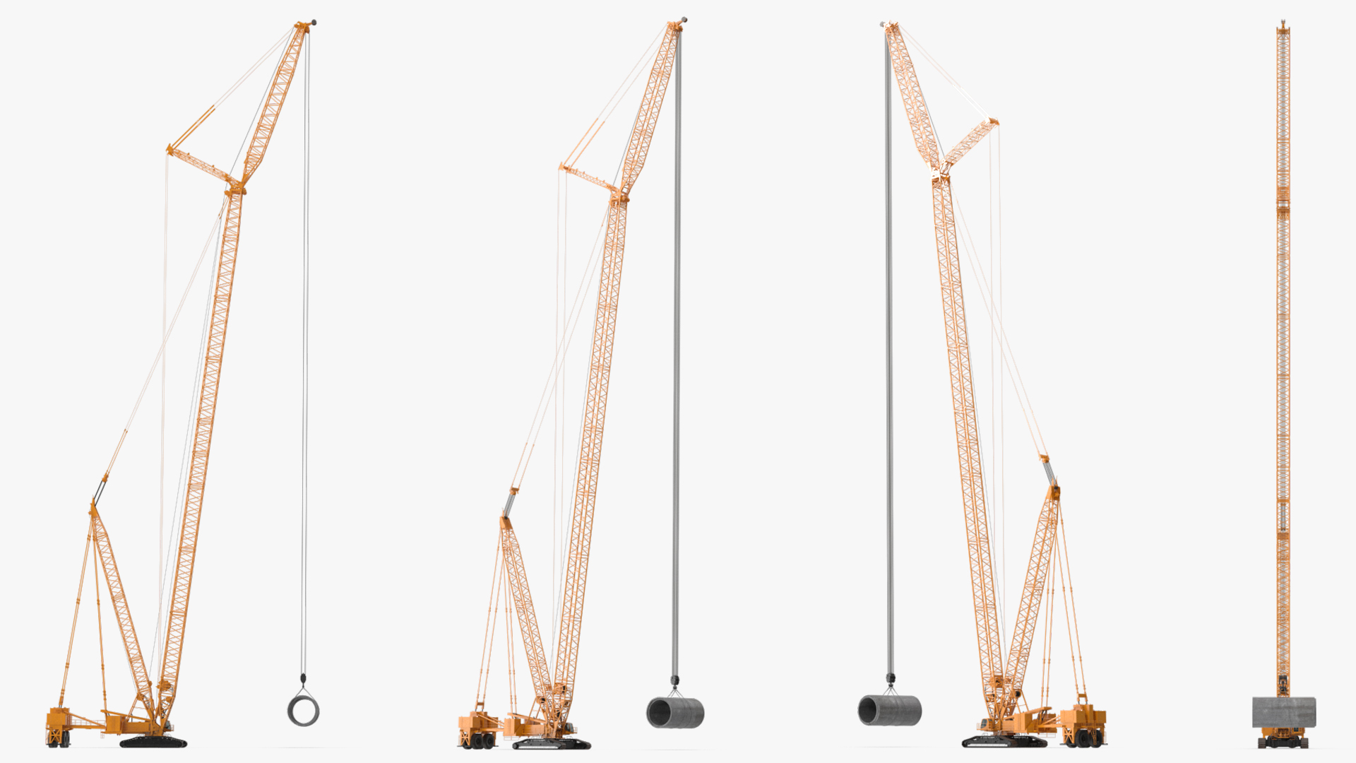 3D Tracked Crane with Reinforced Concrete Pipe model