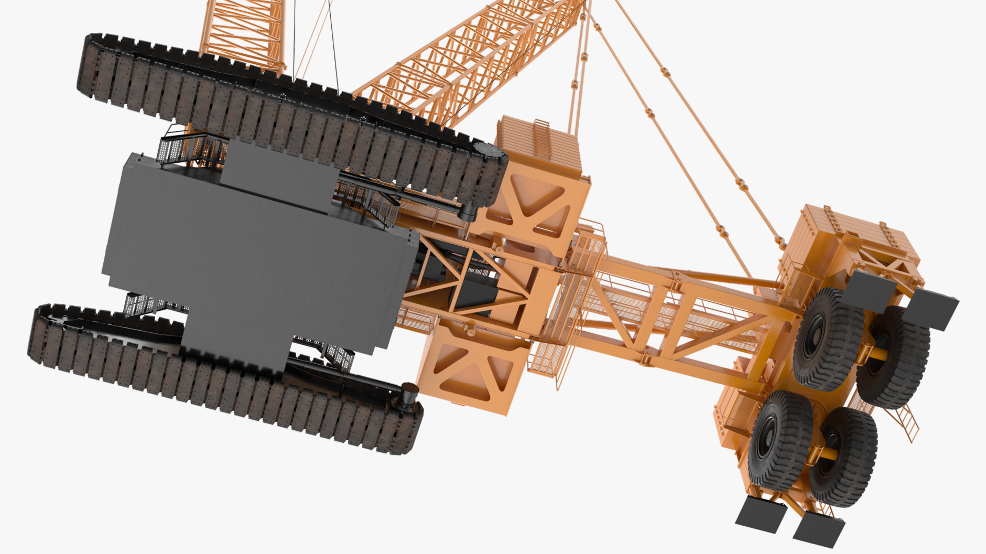 3D Tracked Crane with Reinforced Concrete Pipe model