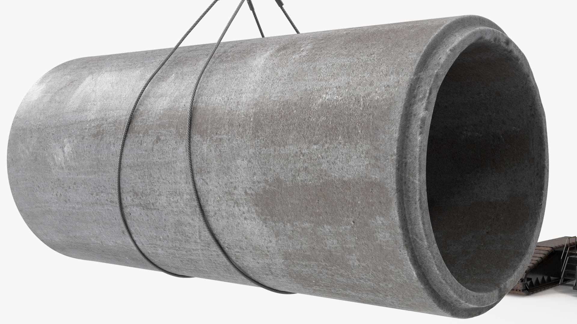 3D Tracked Crane with Reinforced Concrete Pipe model