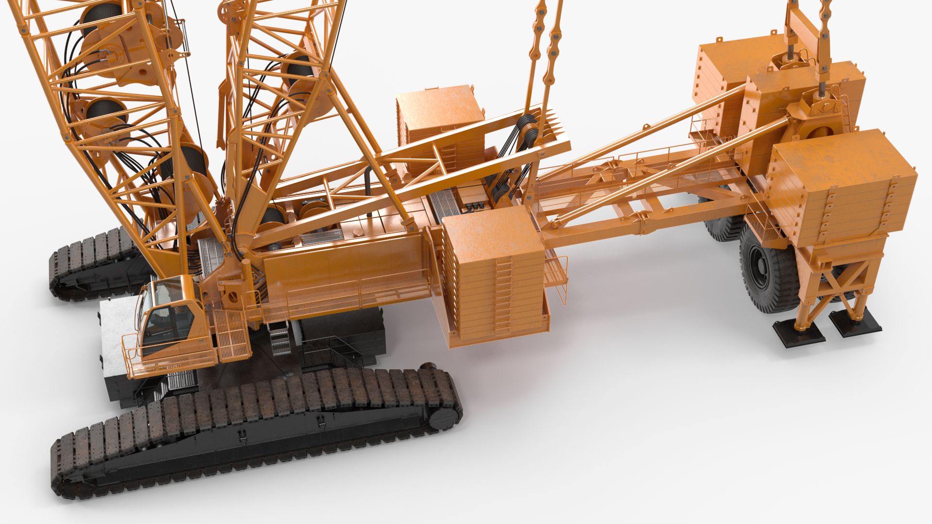 3D Tracked Crane with Reinforced Concrete Pipe model