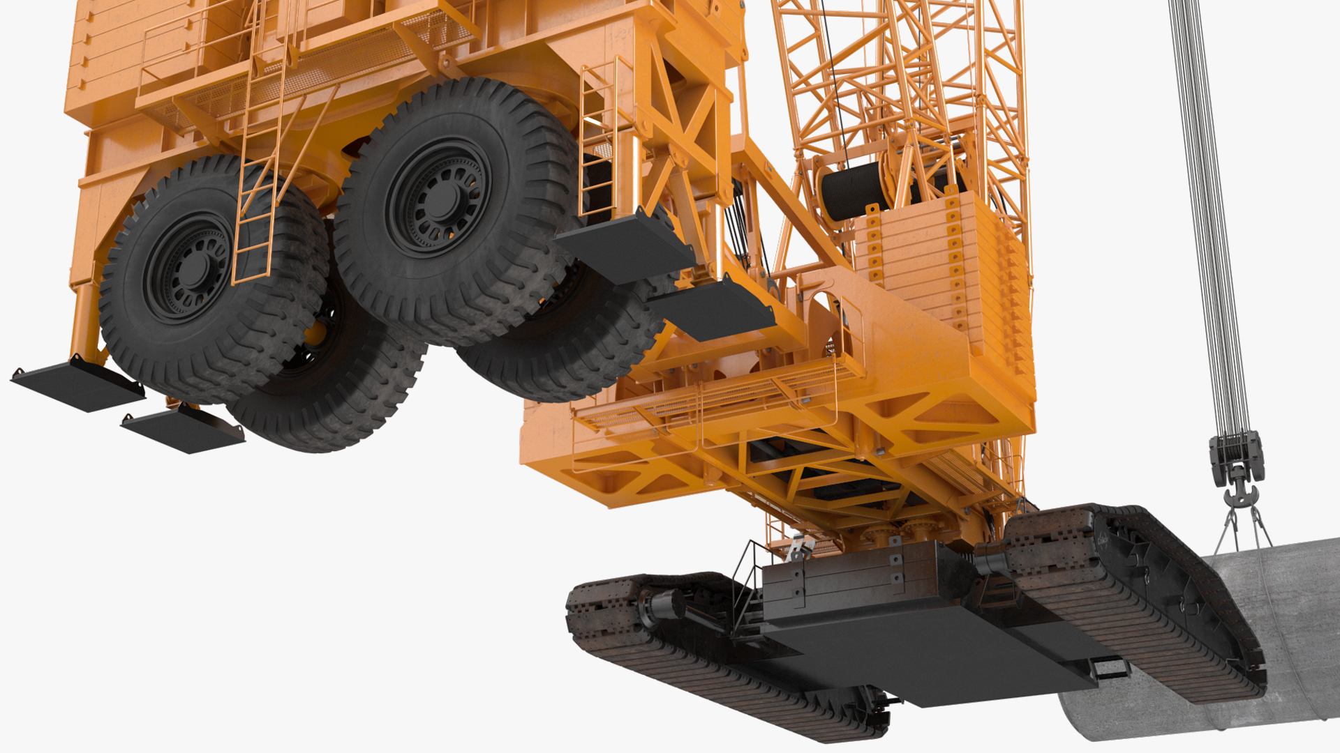 3D Tracked Crane with Reinforced Concrete Pipe model