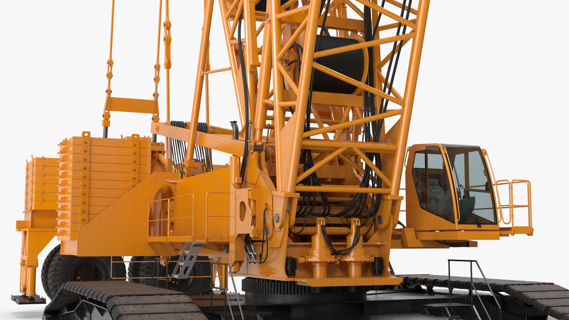 3D Tracked Crane with Reinforced Concrete Pipe model