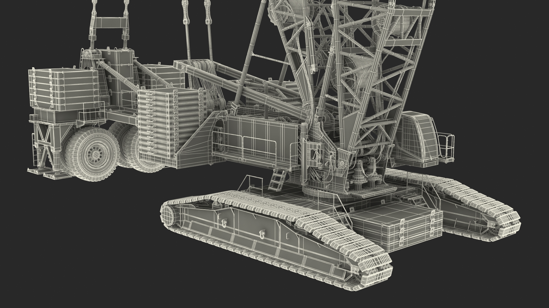 3D Tracked Crane with Reinforced Concrete Pipe model