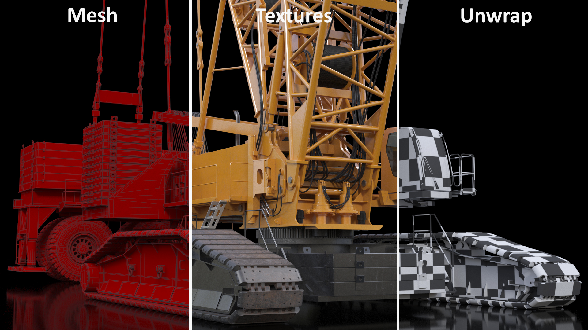 3D Tracked Crane with Reinforced Concrete Pipe model