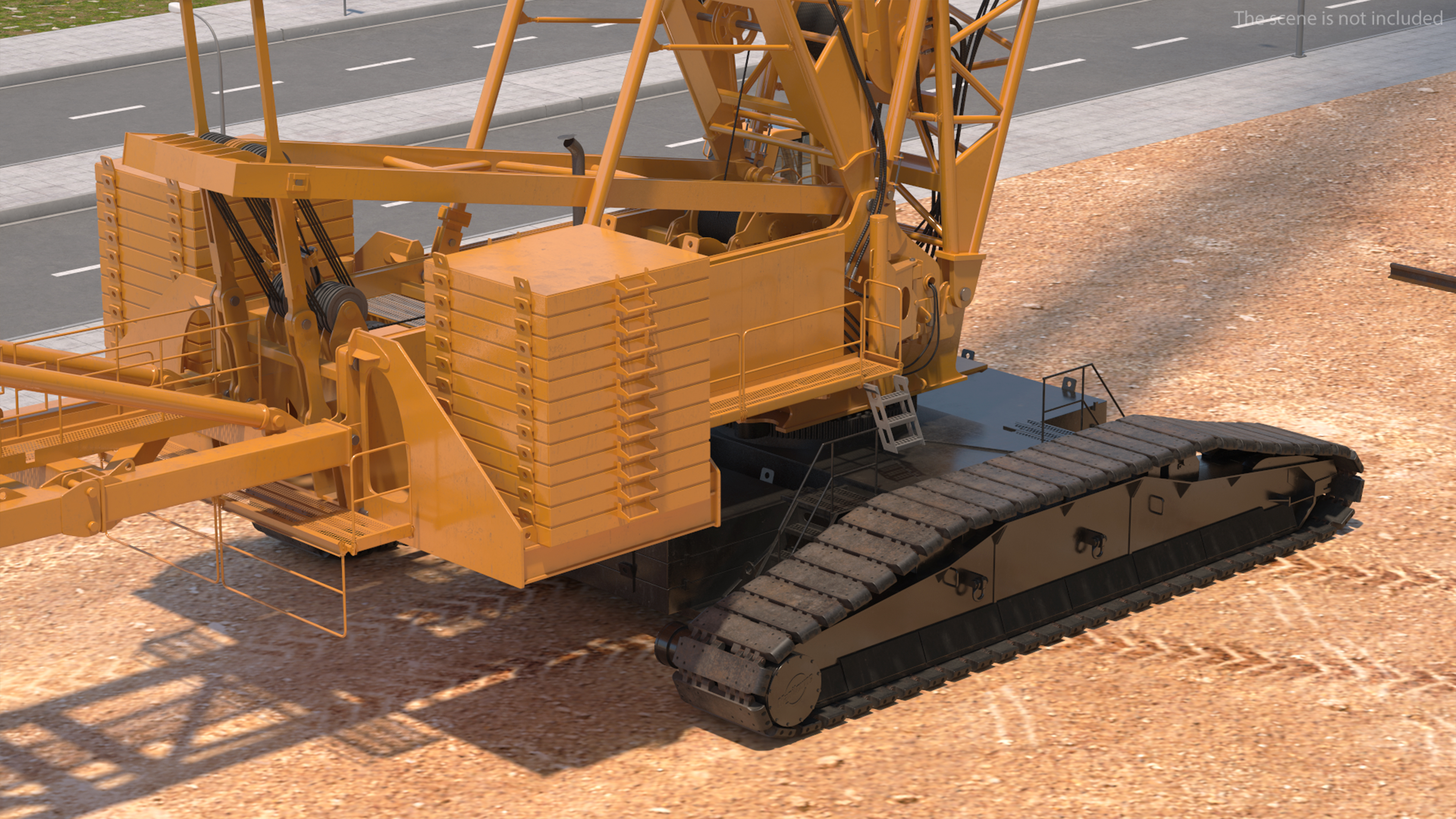 3D Tracked Crane with Reinforced Concrete Pipe model