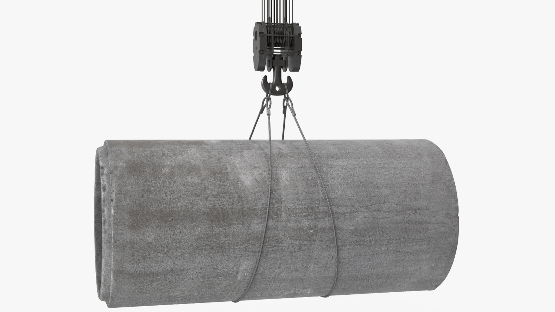 3D Tracked Crane with Reinforced Concrete Pipe model