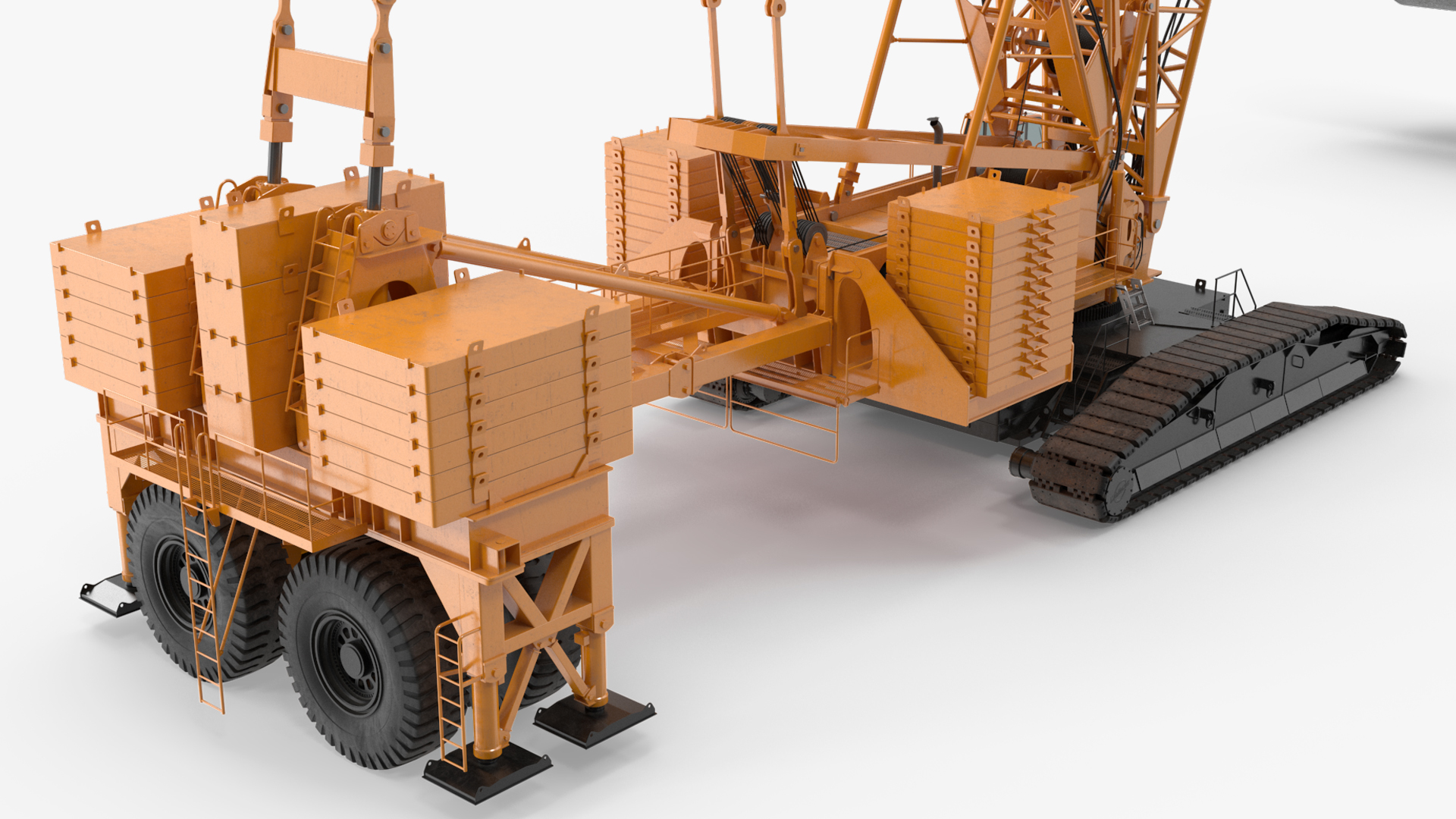 3D Tracked Crane with Reinforced Concrete Pipe model