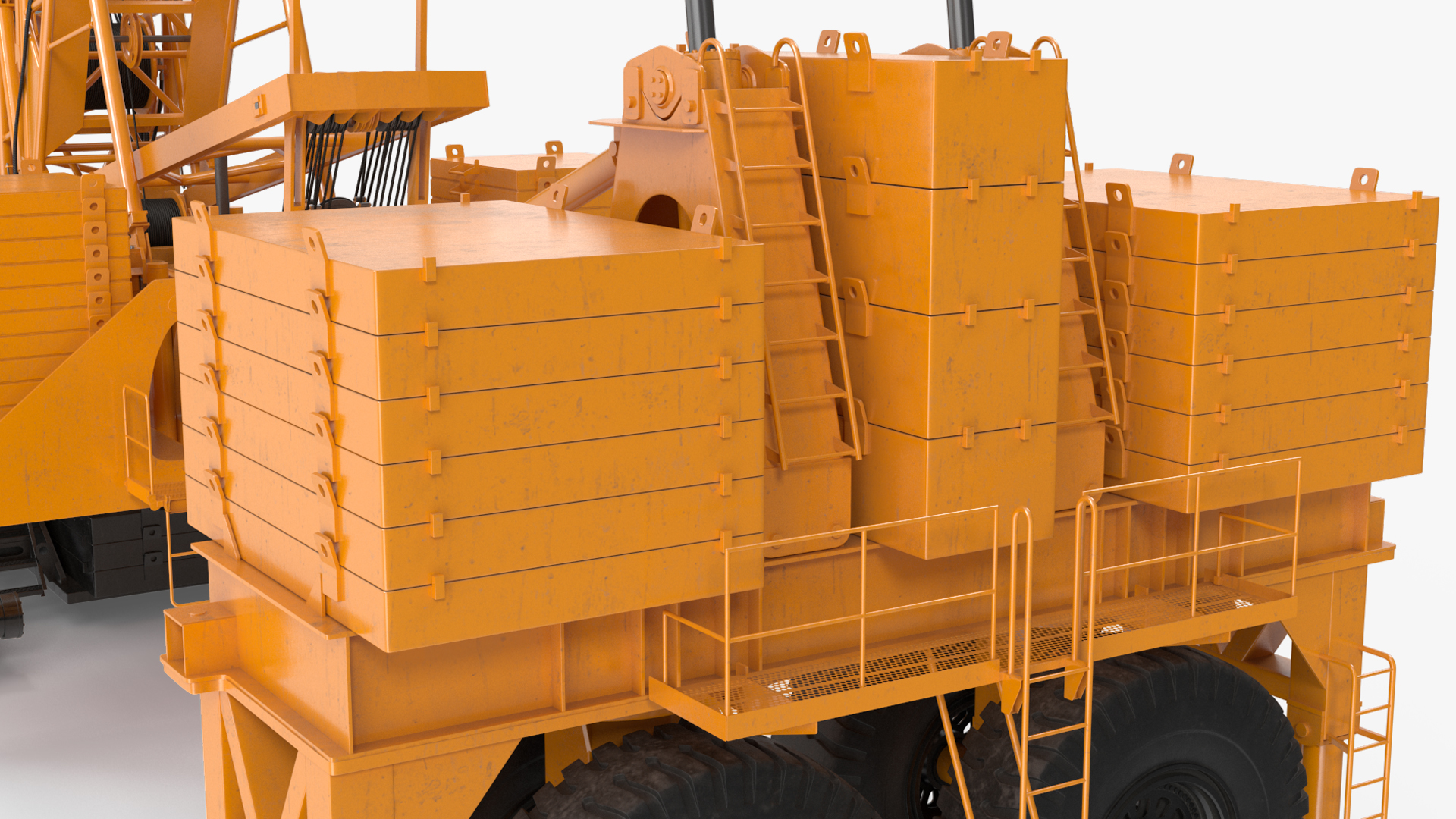 3D Tracked Crane with Reinforced Concrete Pipe model