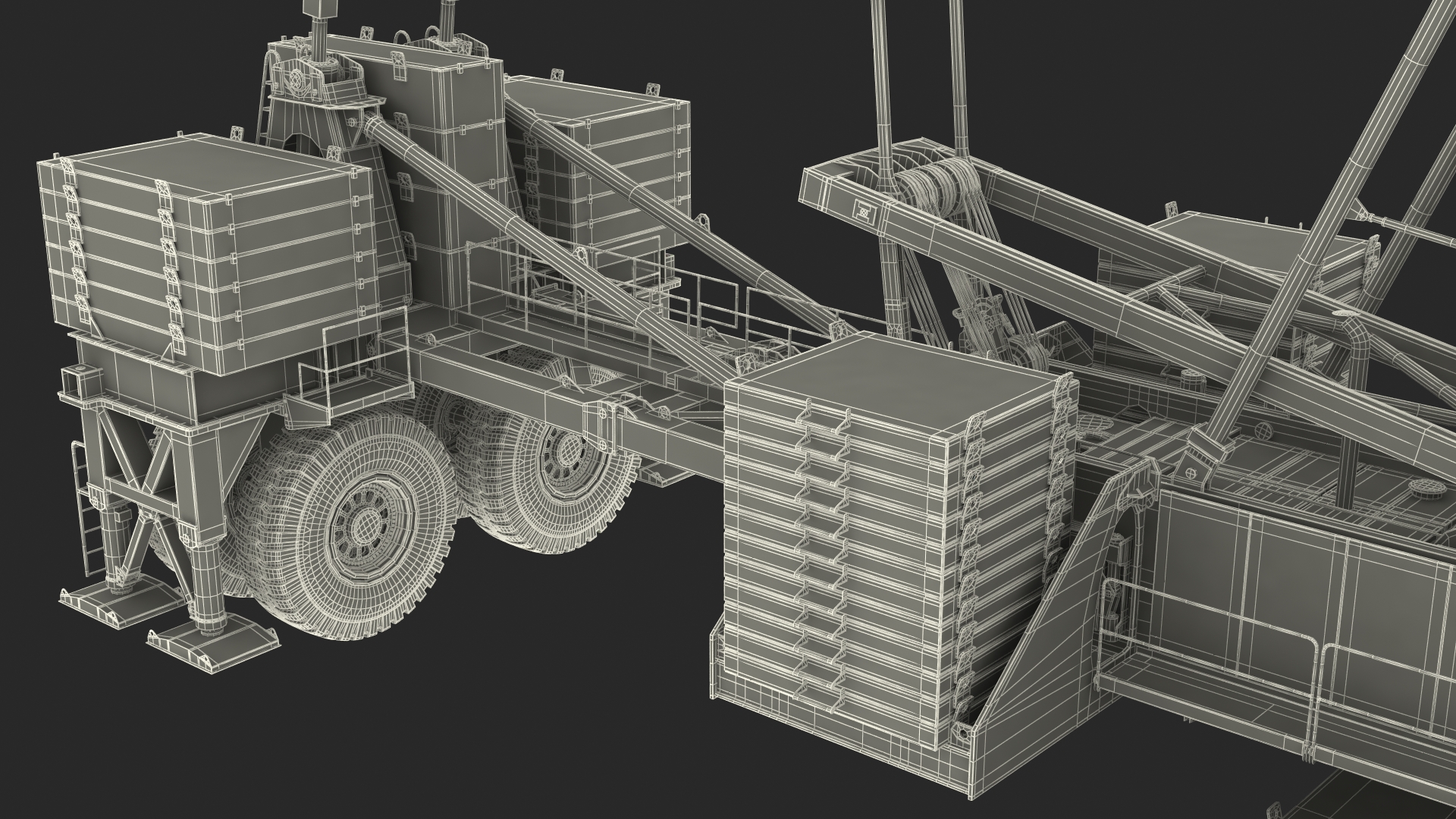 3D Tracked Crane with Reinforced Concrete Pipe model