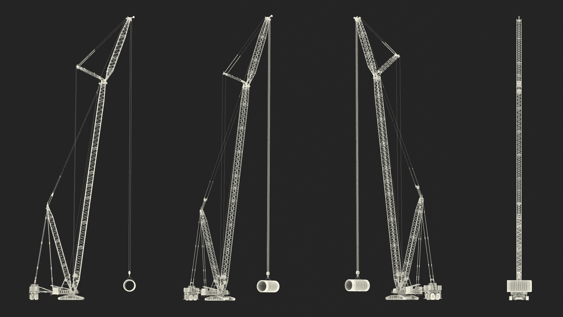 3D Tracked Crane with Reinforced Concrete Pipe model