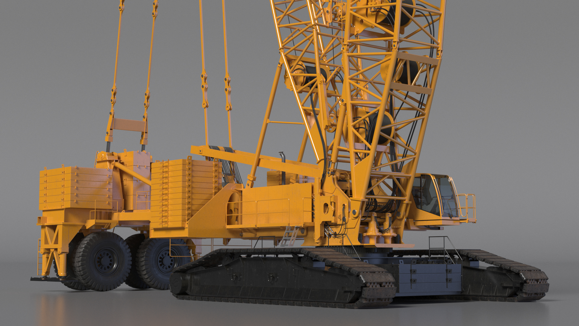 3D Tracked Crane with Reinforced Concrete Pipe model