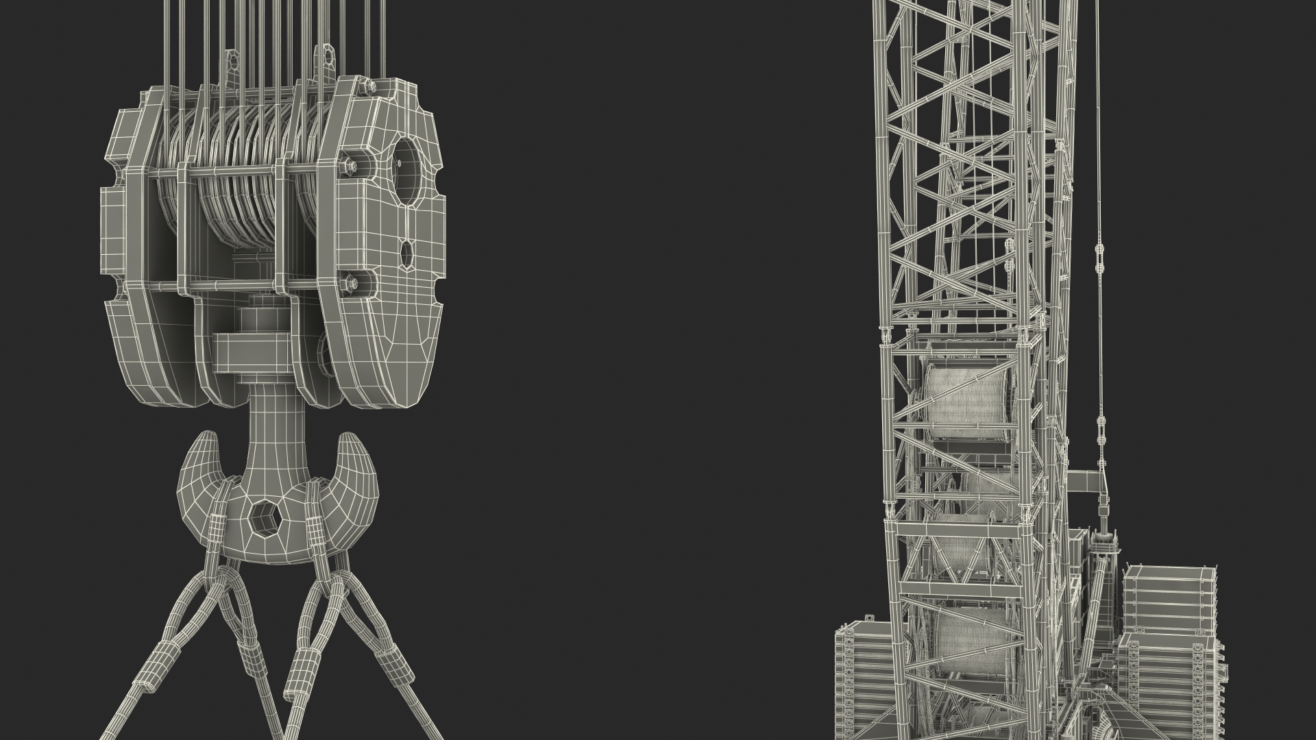 3D Tracked Crane with Reinforced Concrete Pipe model