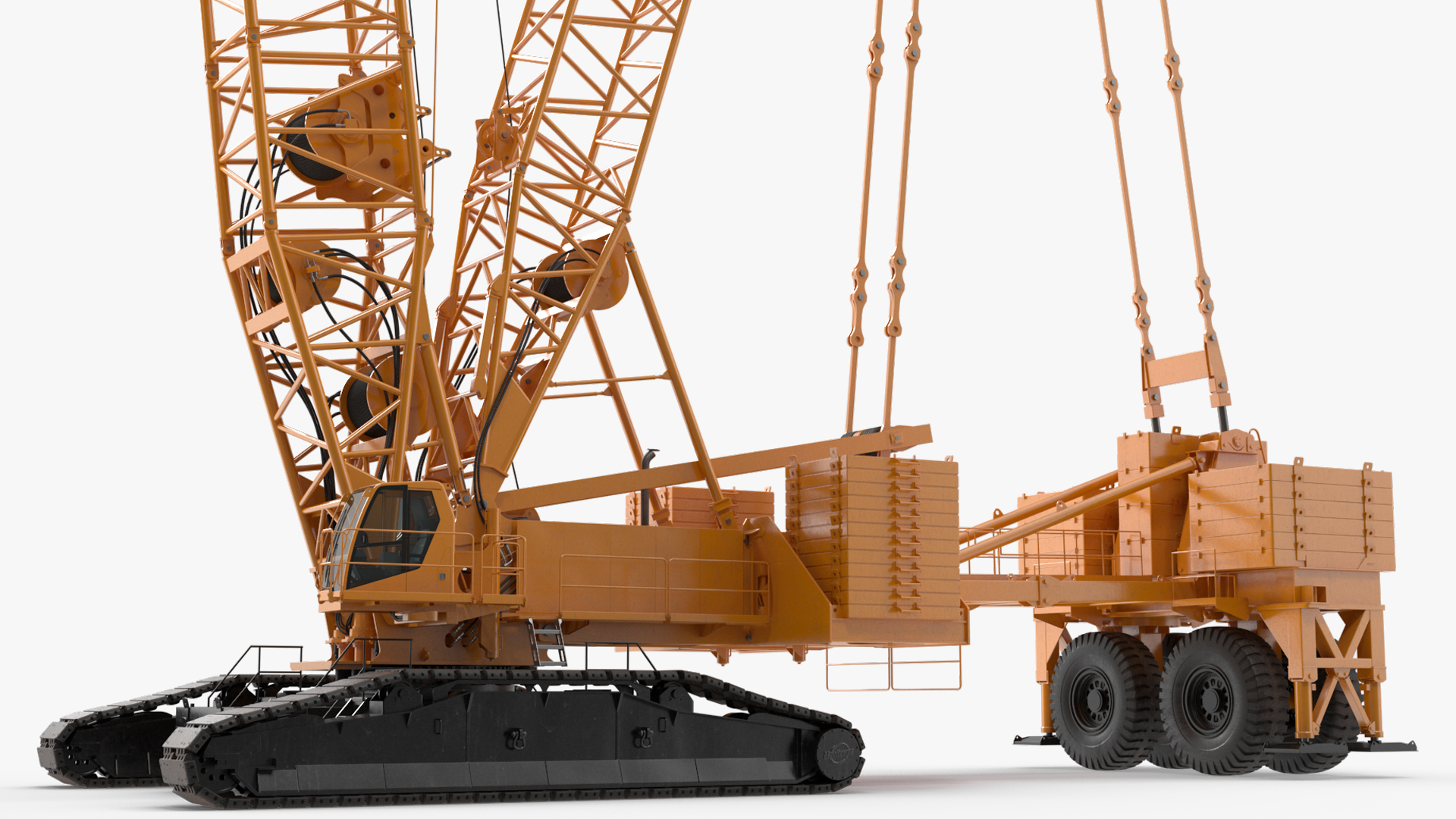 3D Tracked Crane with Reinforced Concrete Pipe model