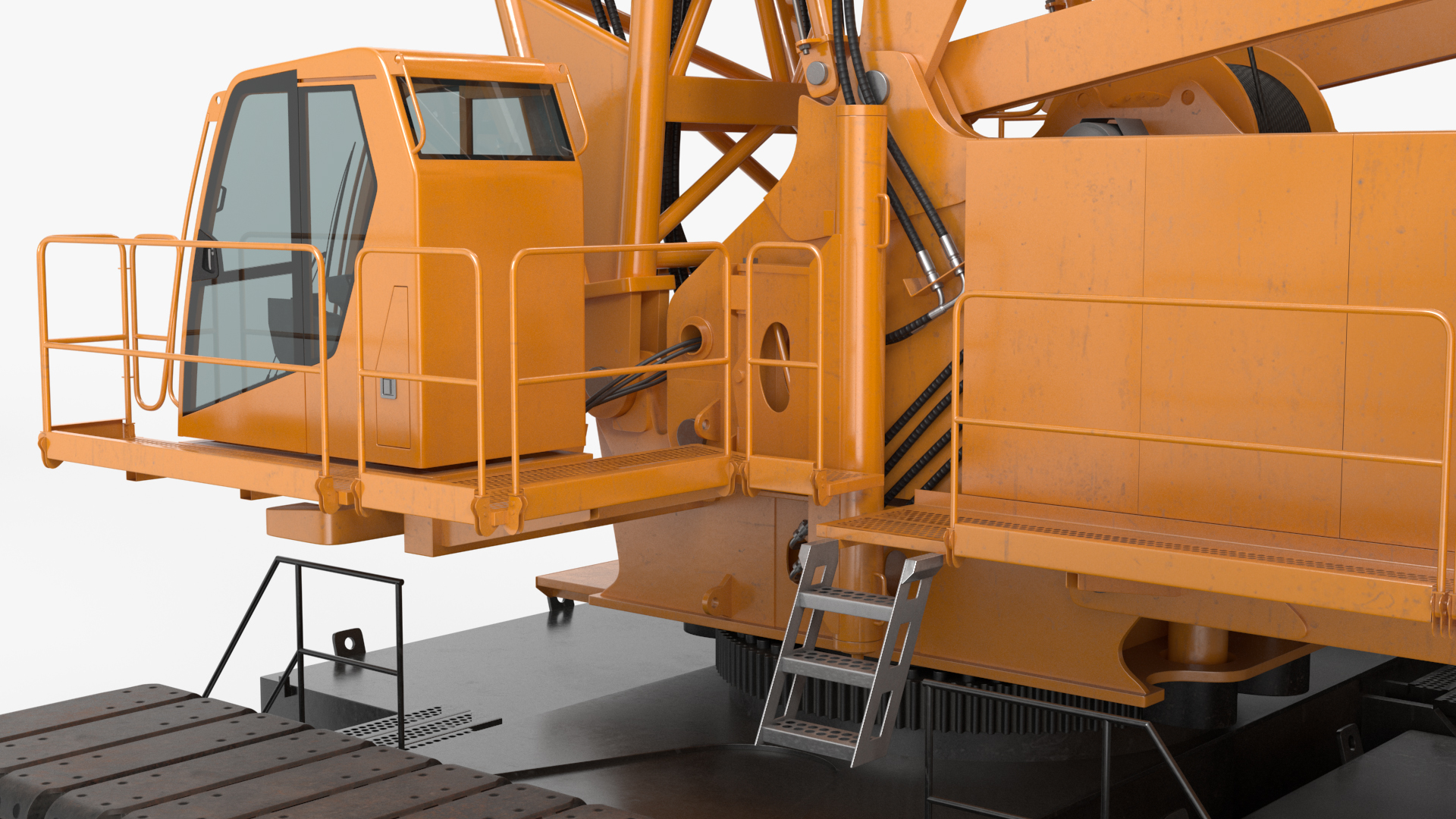 3D Tracked Crane with Reinforced Concrete Pipe model