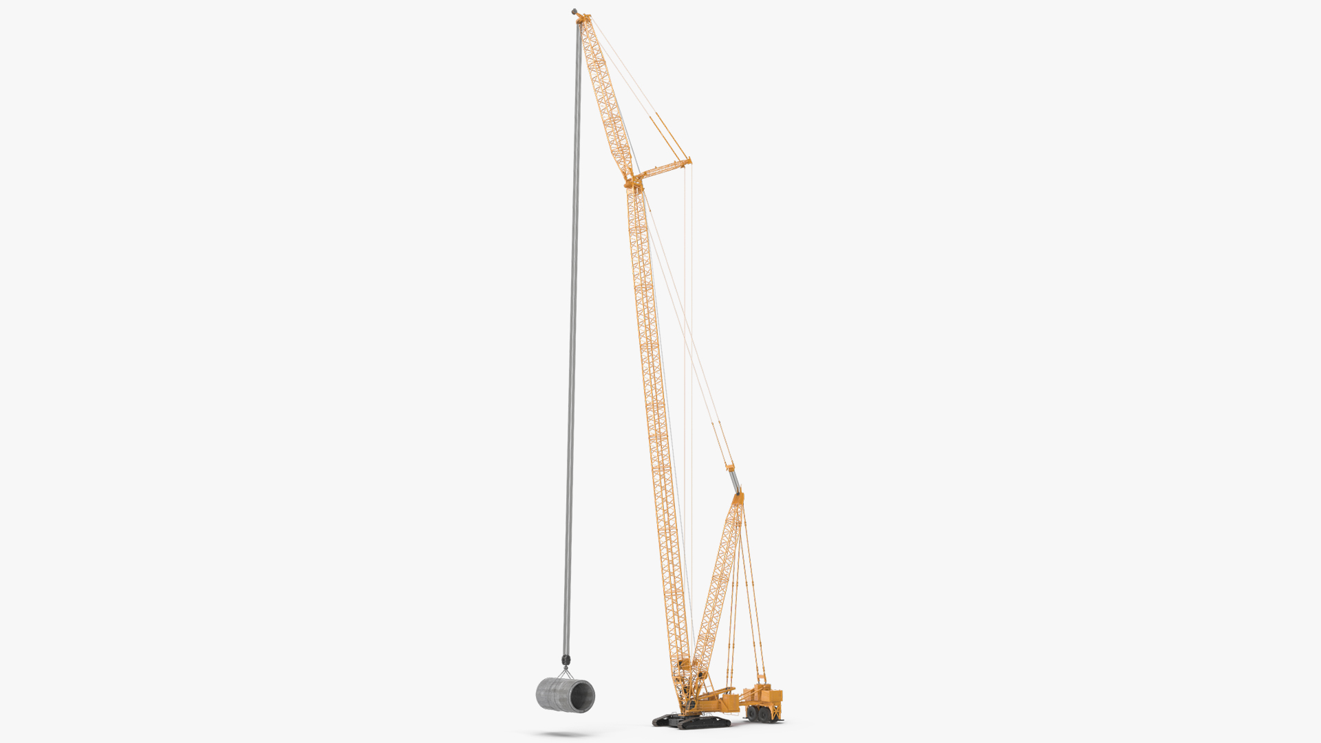 3D Tracked Crane with Reinforced Concrete Pipe model