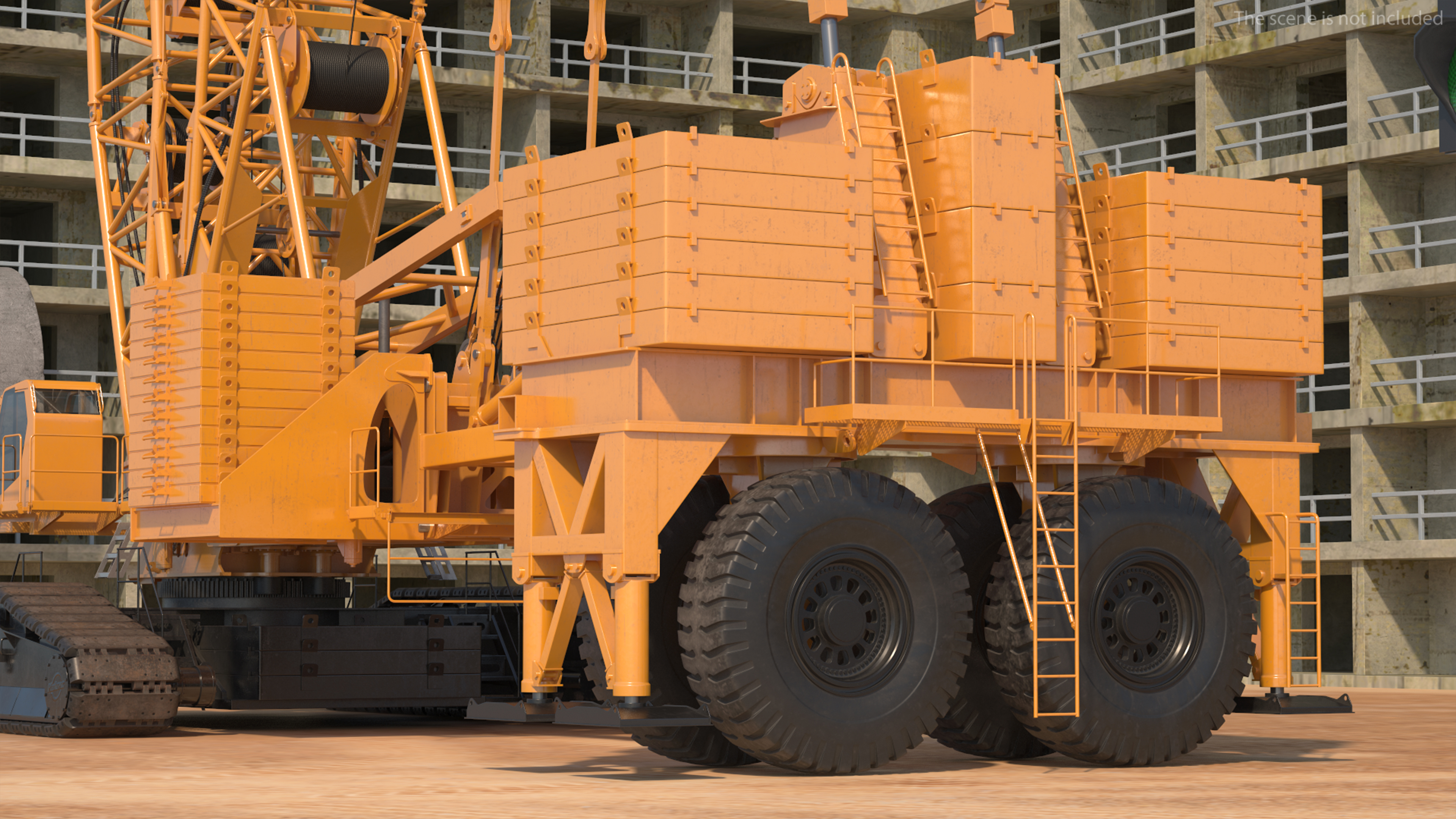 3D Tracked Crane with Reinforced Concrete Pipe model