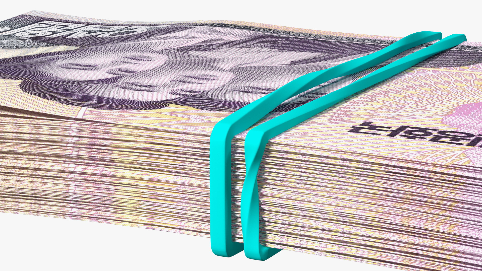 Rubber Band Stack of North Korea 50 Won 3D model