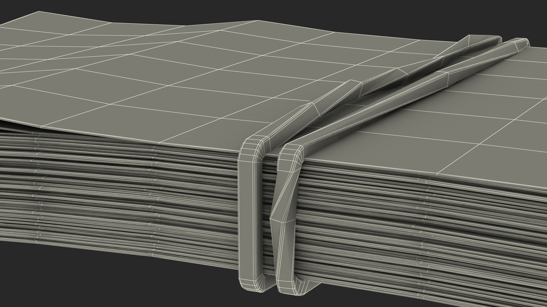 Rubber Band Stack of North Korea 50 Won 3D model