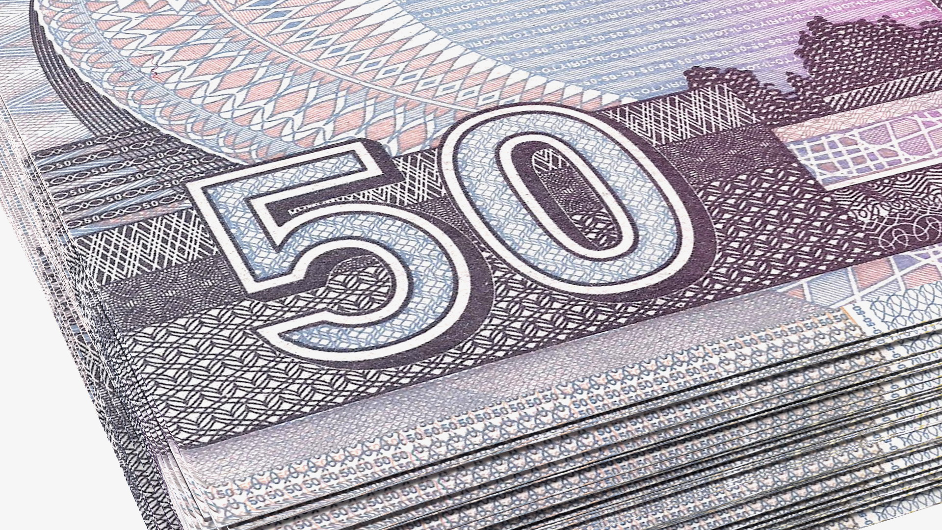 Rubber Band Stack of North Korea 50 Won 3D model