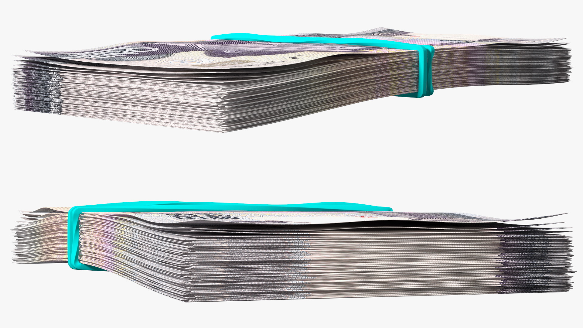Rubber Band Stack of North Korea 50 Won 3D model