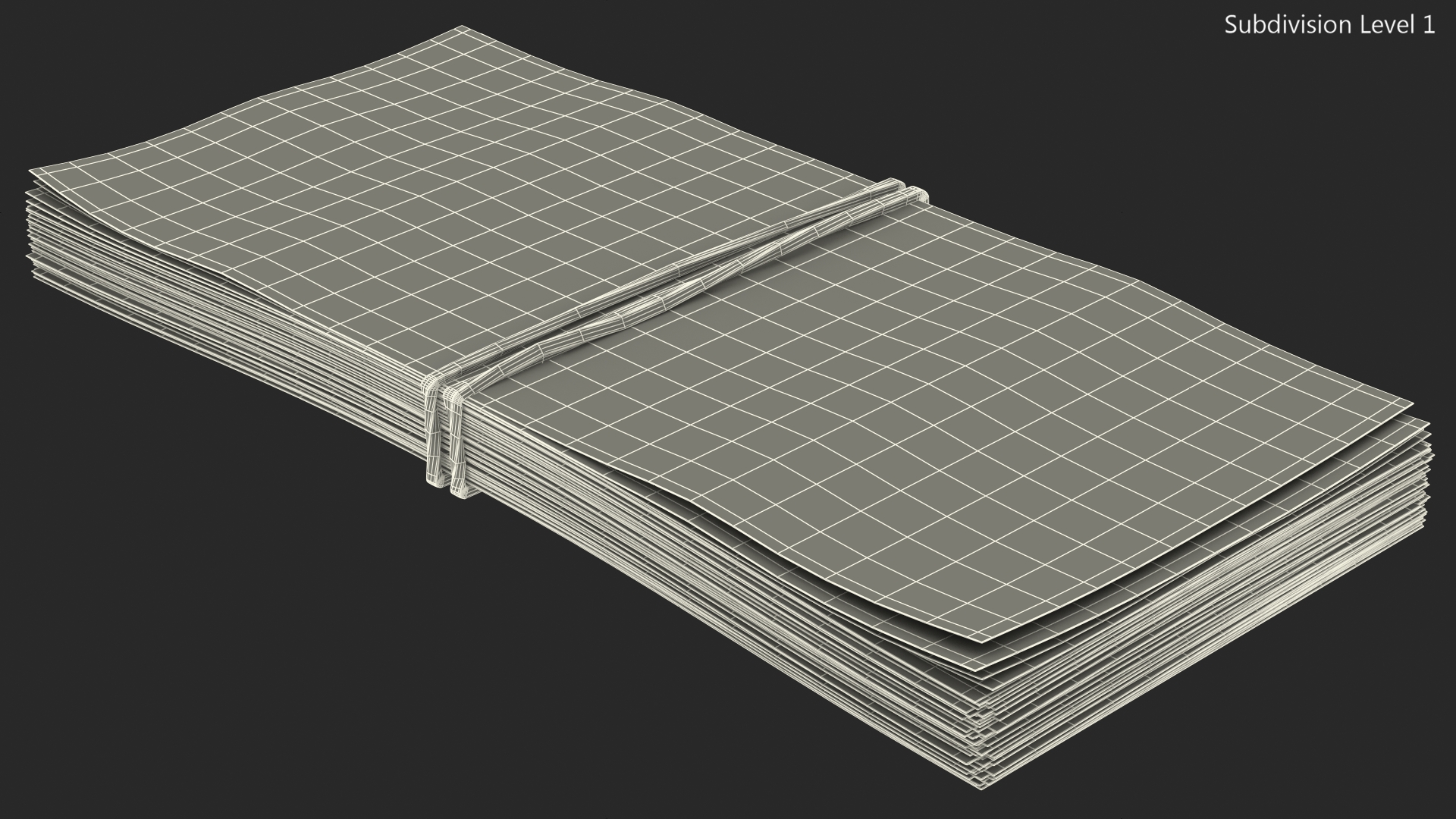 Rubber Band Stack of North Korea 50 Won 3D model