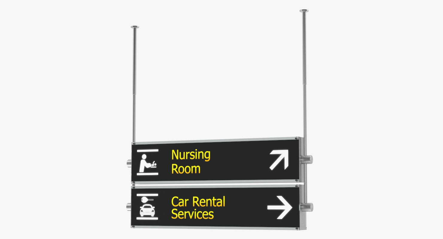 Airport Signs Nursing Room Car Rental 3D