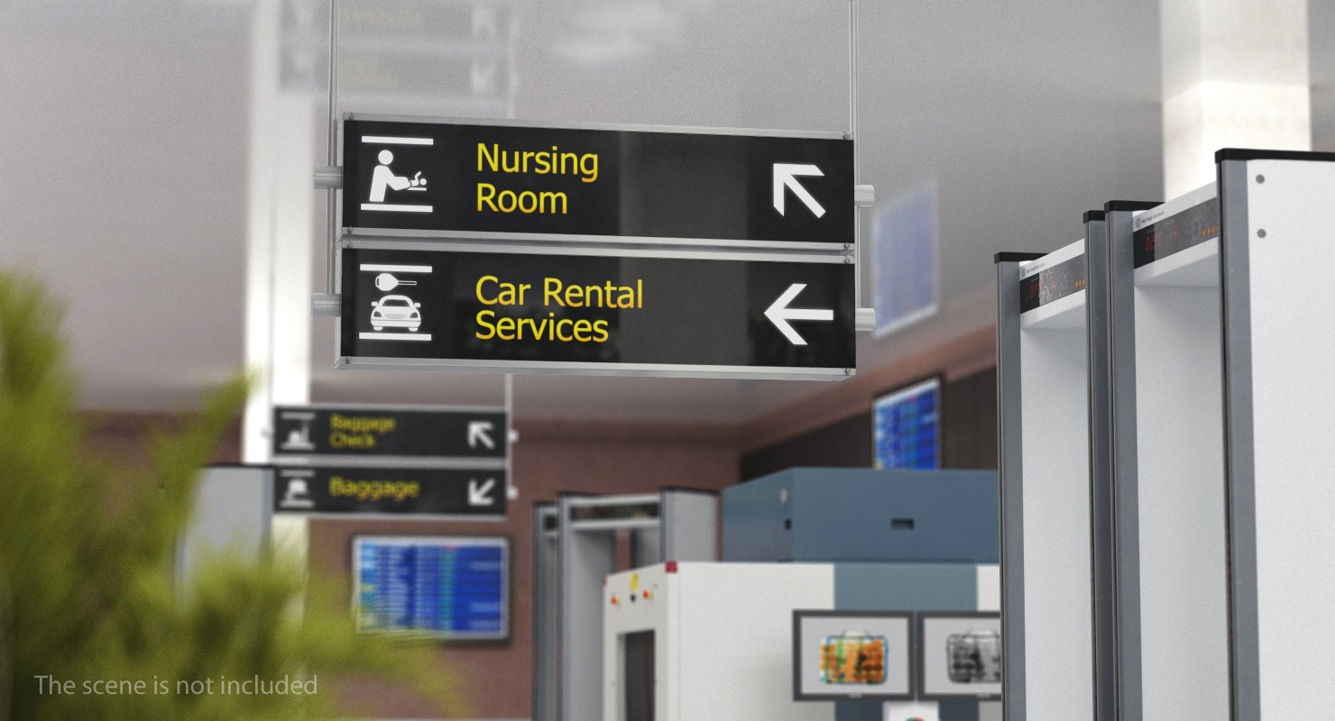 Airport Signs Nursing Room Car Rental 3D