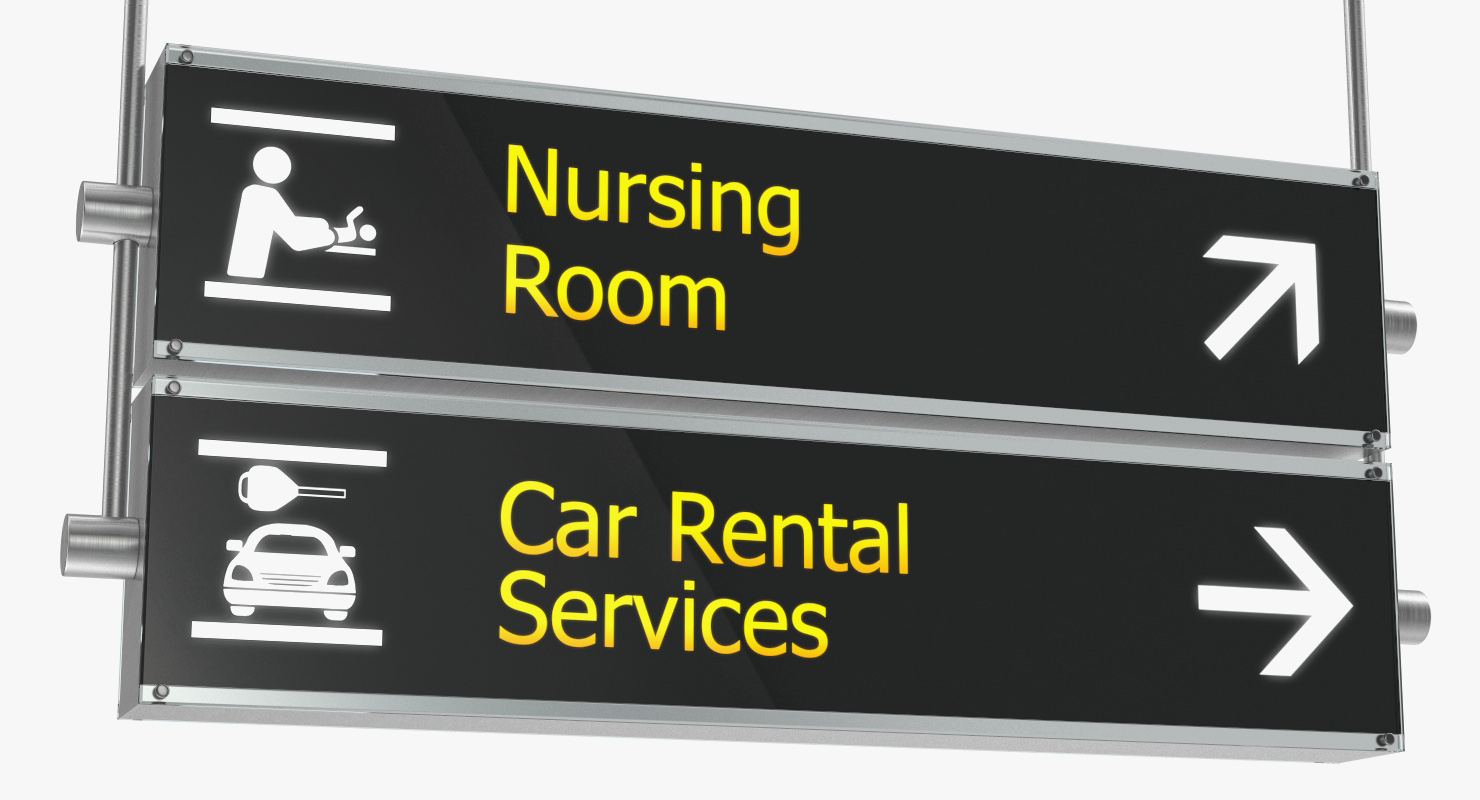 Airport Signs Nursing Room Car Rental 3D